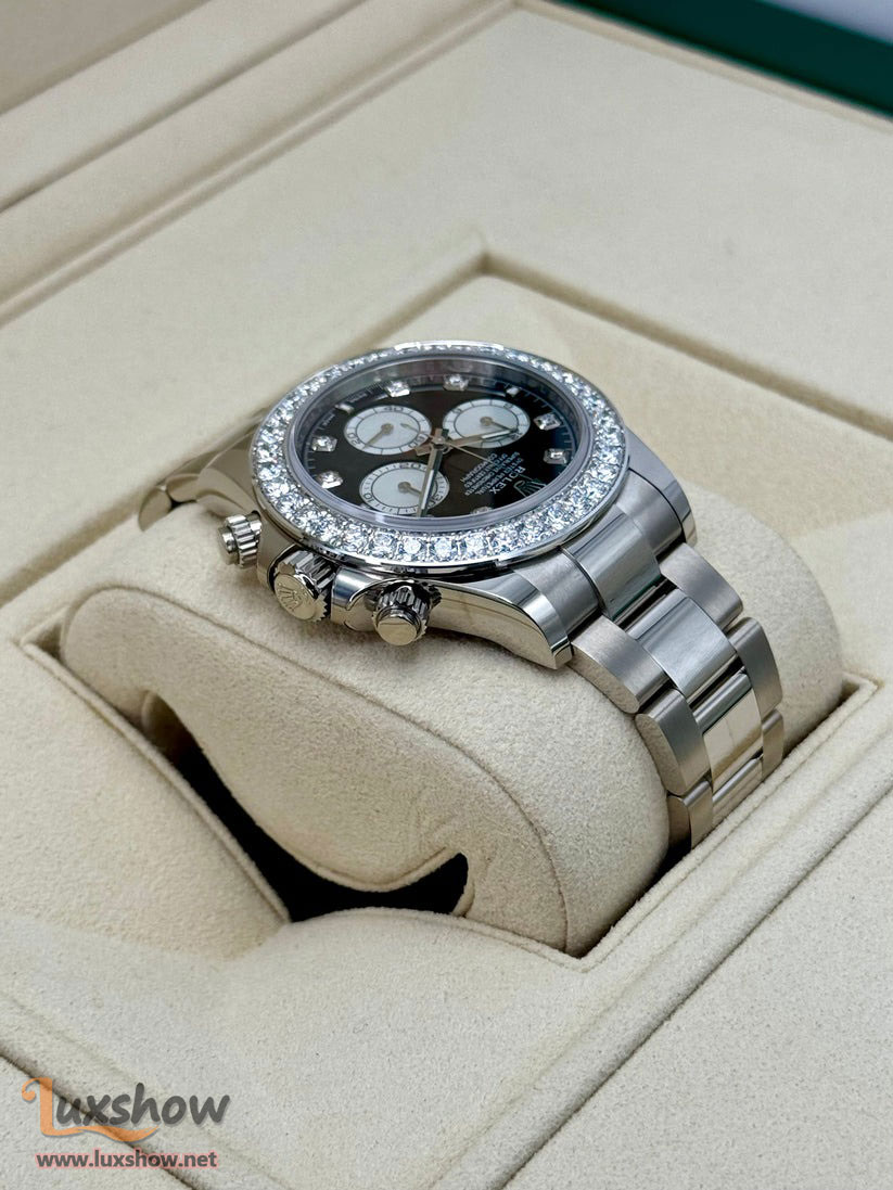 Rolex Cosmograph Daytona 40mm 126579RBR 18k White Gold Mother of Pearl Diamond Dial Factory Diamond Bezel Oyster Bracelet