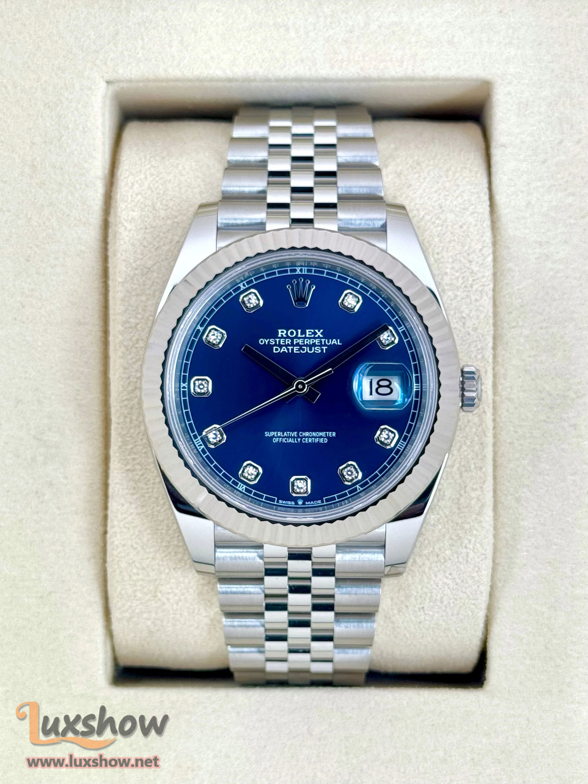 2025 Rolex Datejust 41mm 126334 Stainless Steel Jubilee Blue Diamond Dial