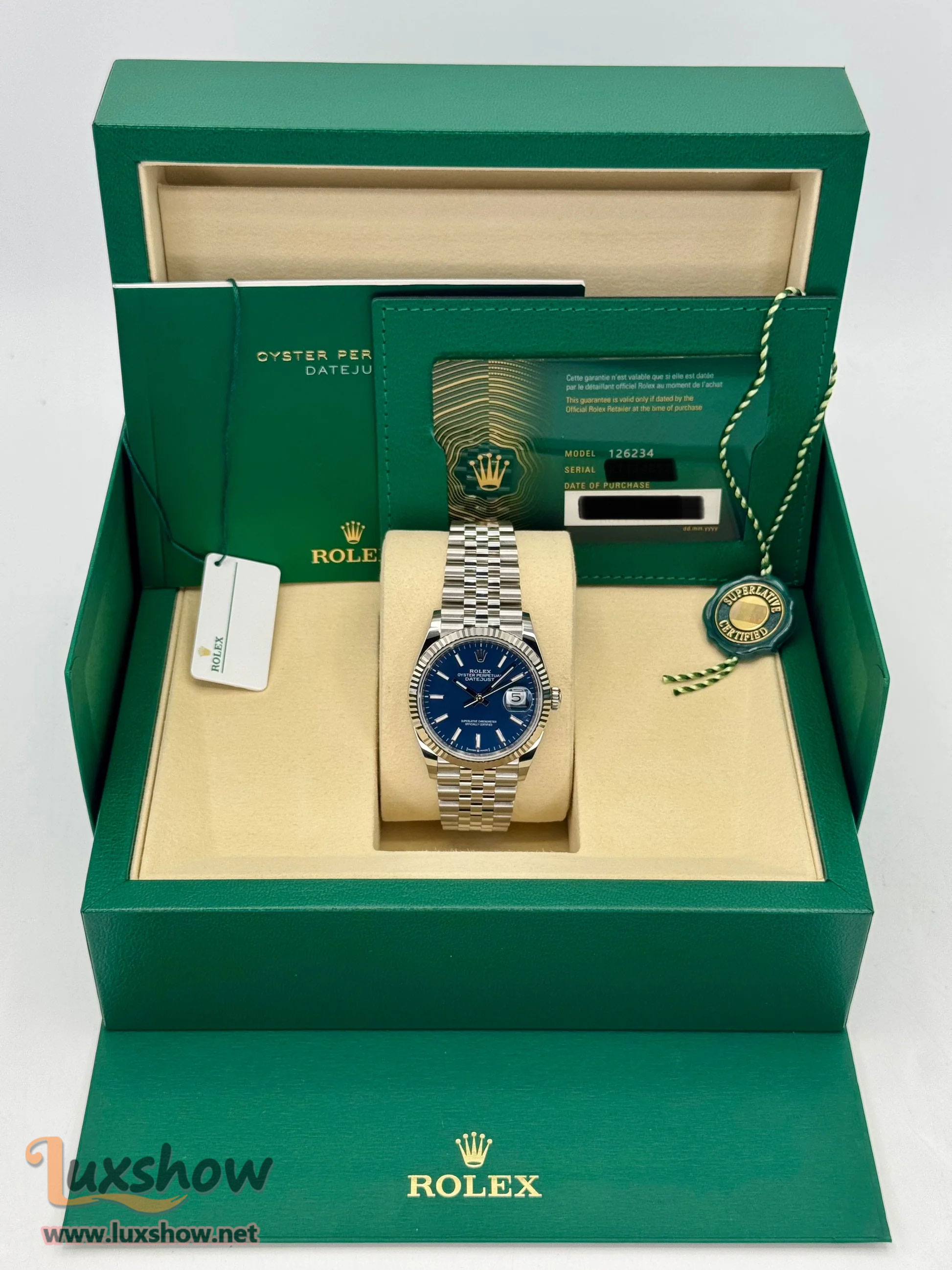Rolex Datejust 36mm 126234 Stainless Steel Jubilee Blue Dial