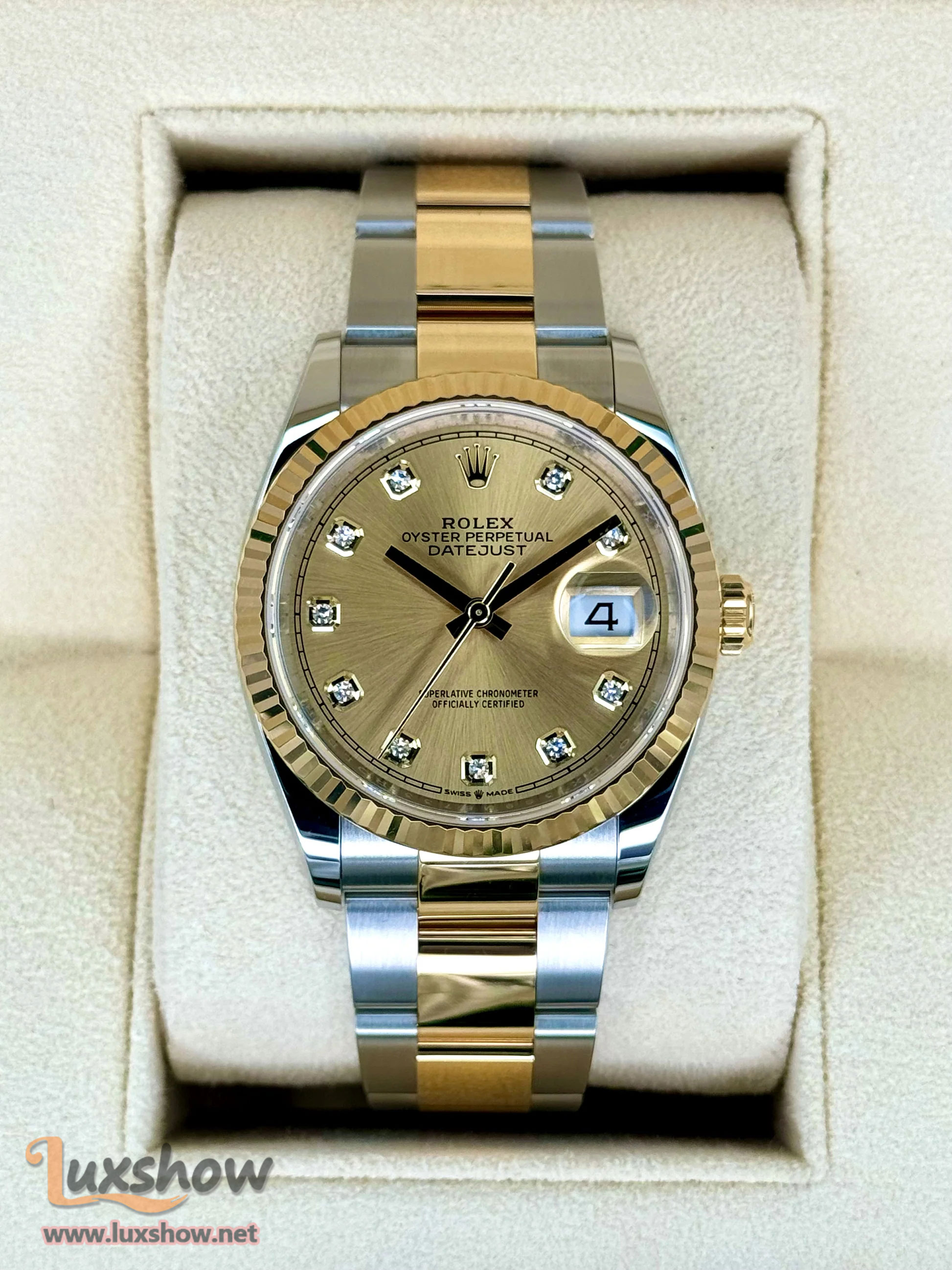 Rolex Datejust 36mm 126233 Two-Tone Champagne Diamond Dial
