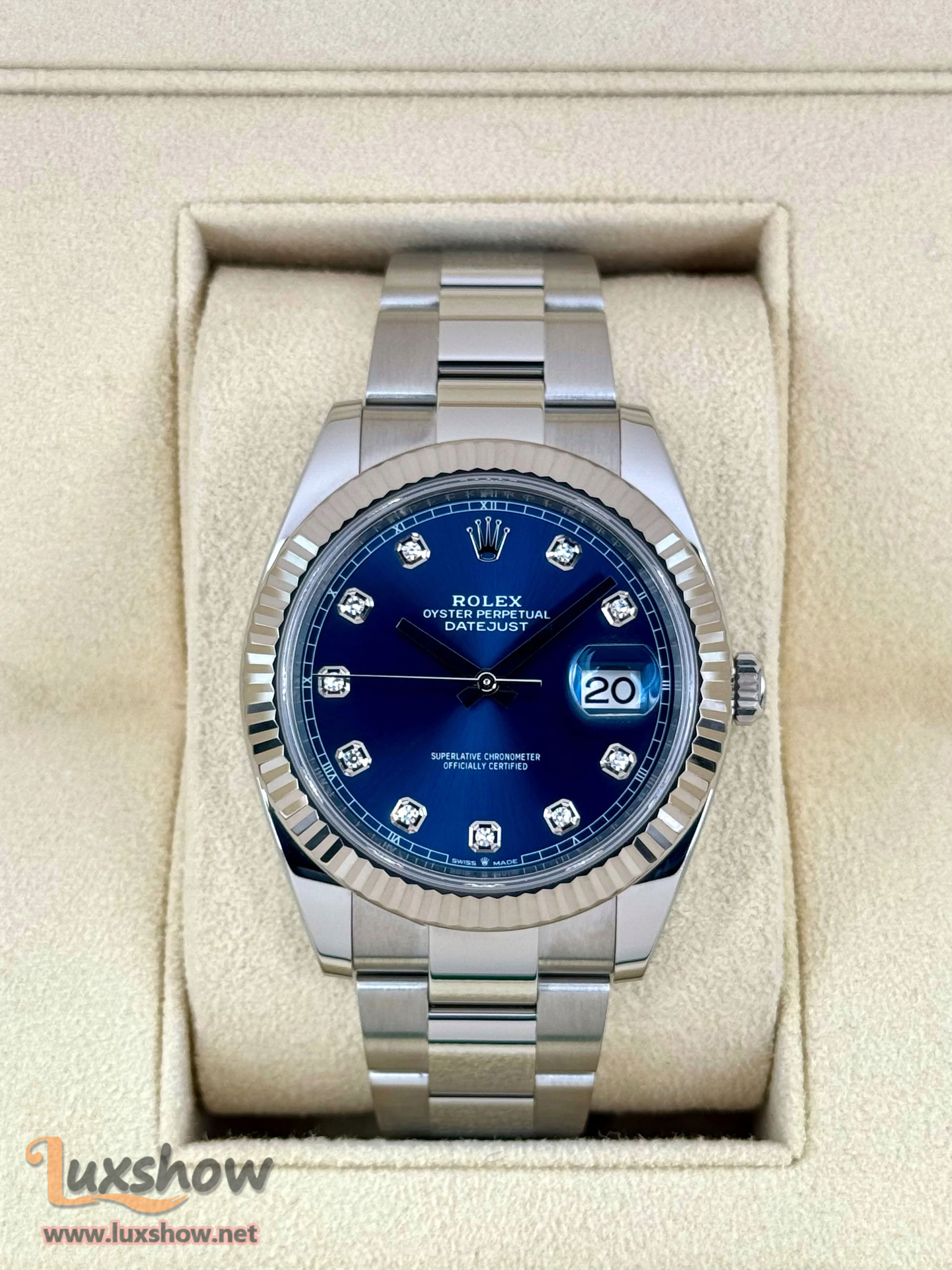 Rolex Datejust 41mm 126334 Stainless Steel Oyster Blue Diamond Dial