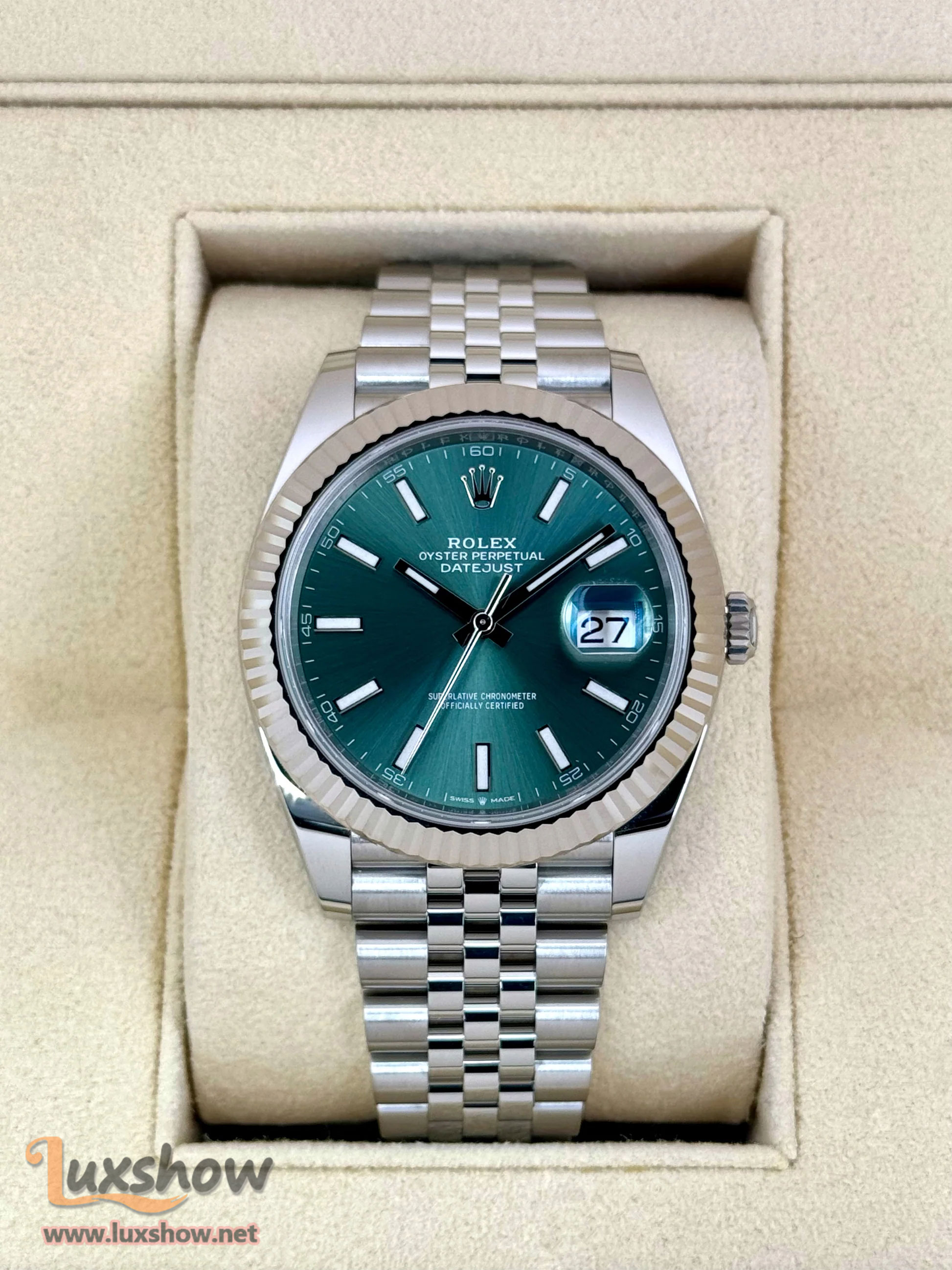 Rolex Datejust 41mm 126334 Stainless Steel Jubilee Mint Green Dial