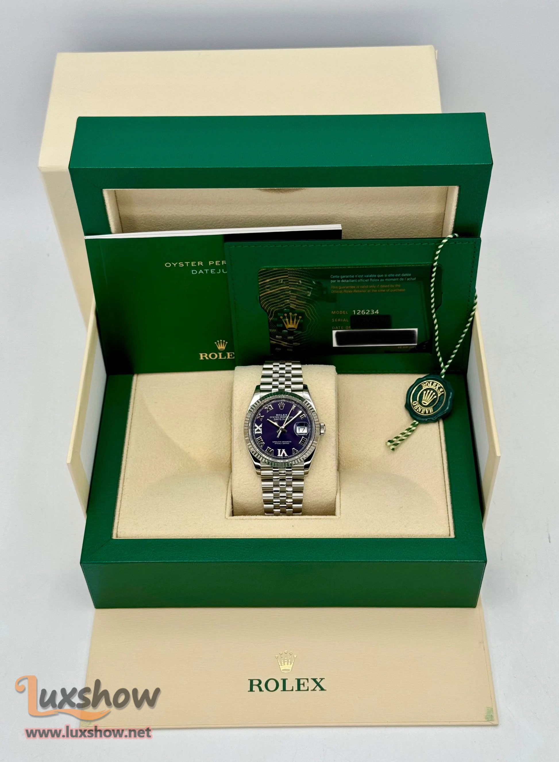 Rolex Datejust 36mm 126234 Stainless Steel Jubilee Purple Dial