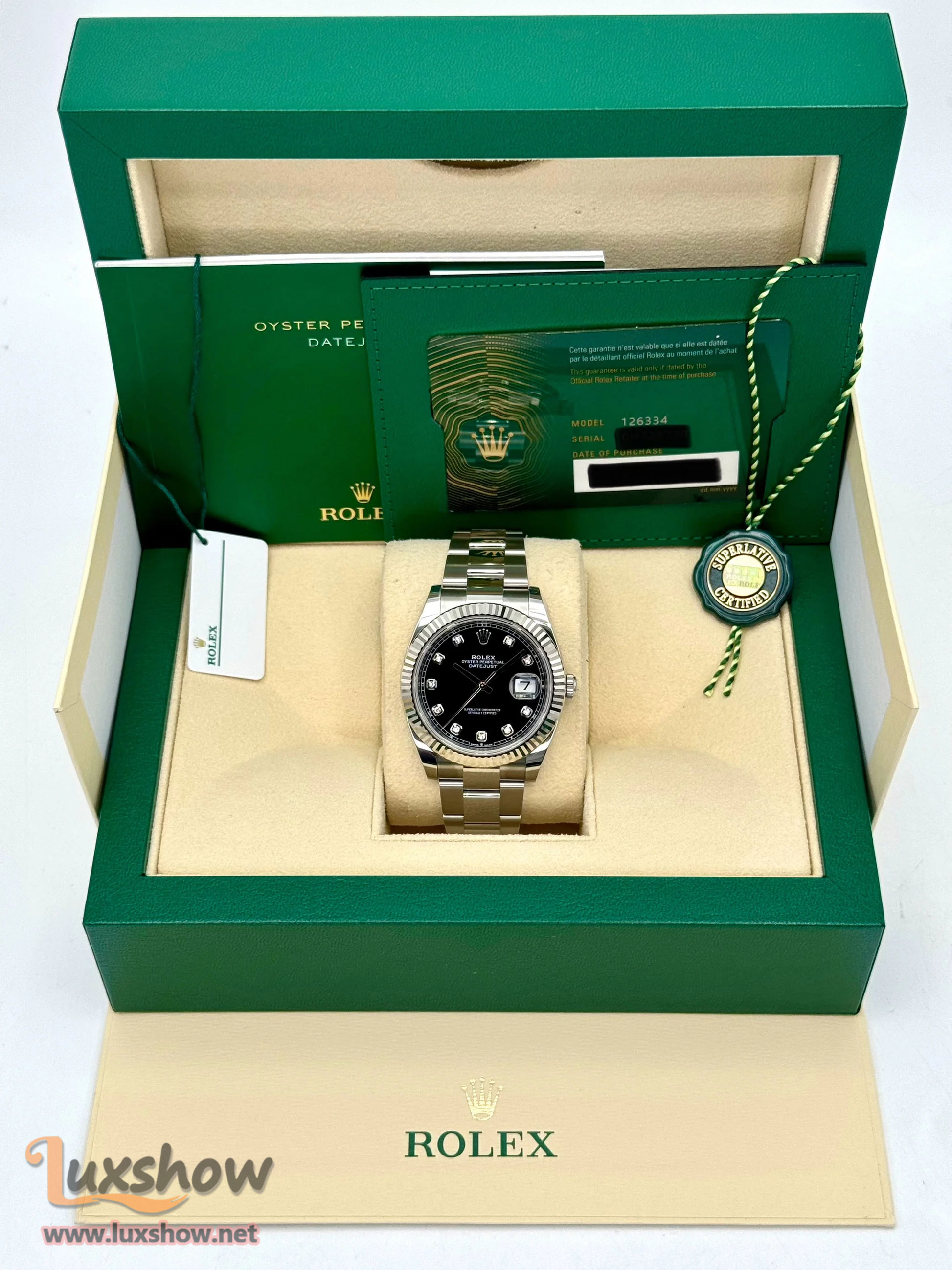 Rolex Datejust 41mm 126334 Oyster Black Diamond Dial