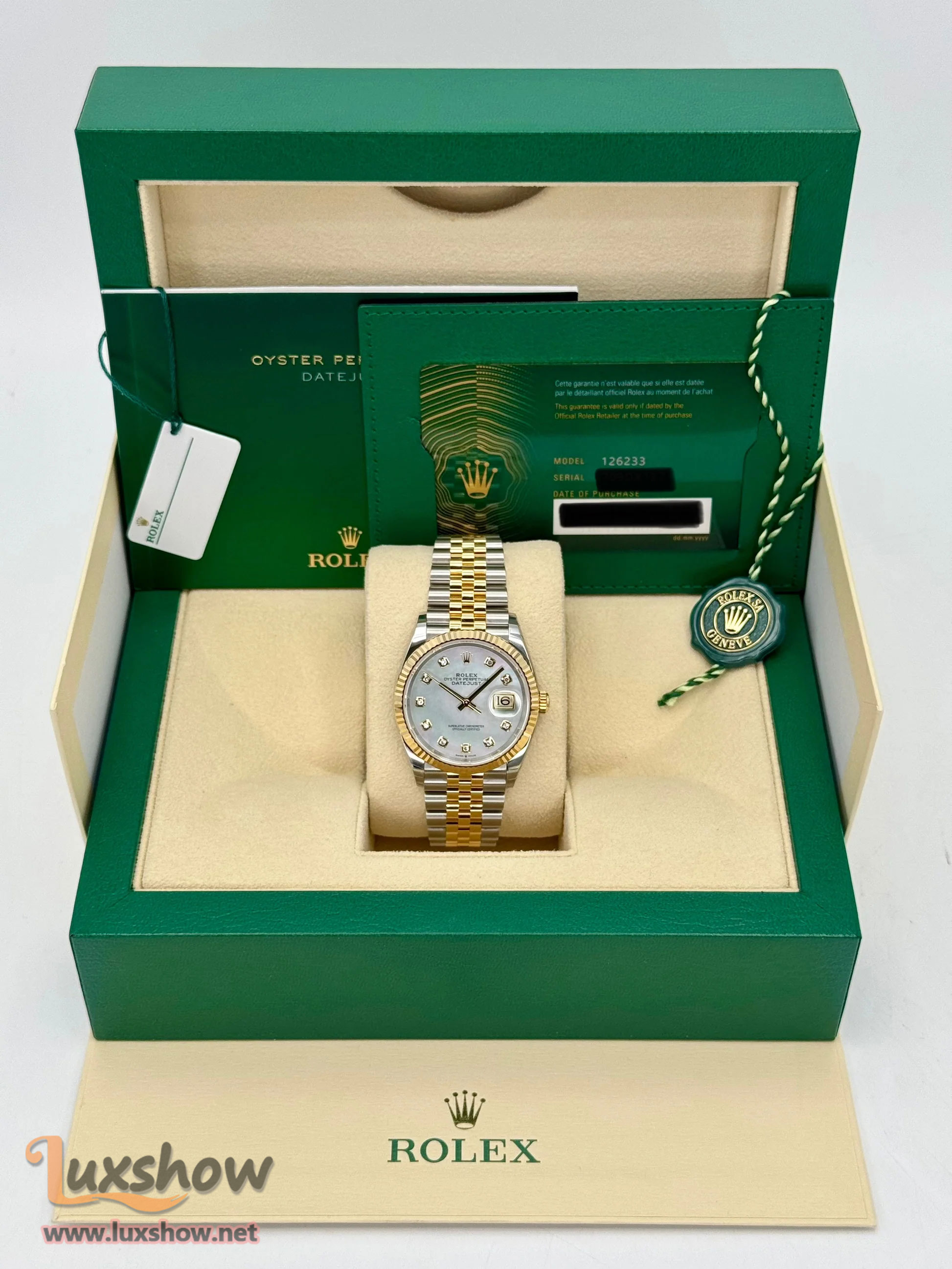 Rolex Datejust 36mm 126233 Mother of Pearl Diamond Dial