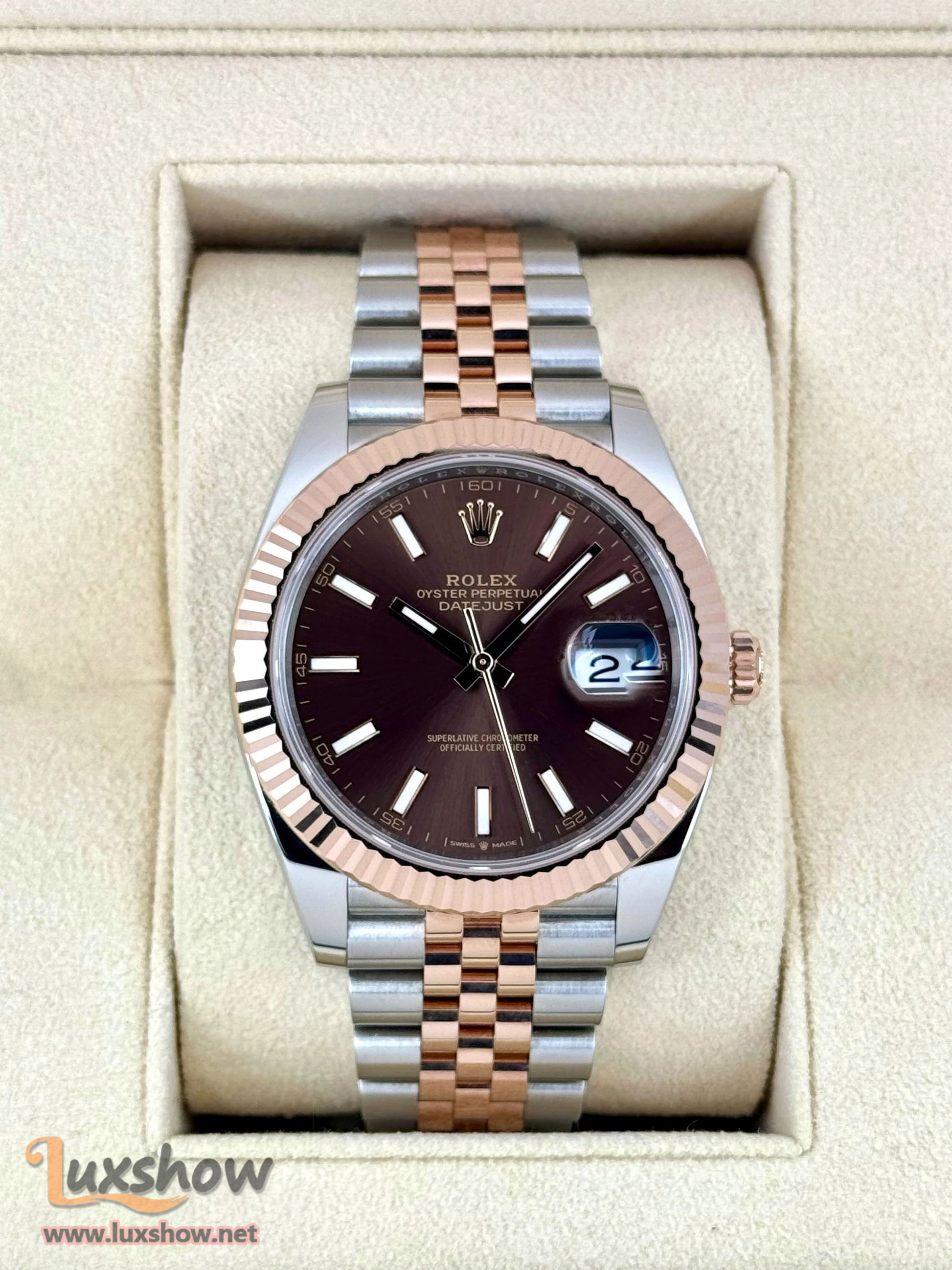 Rolex Datejust 41mm 126331 Two-Tone Rose Gold Chocolate Dial