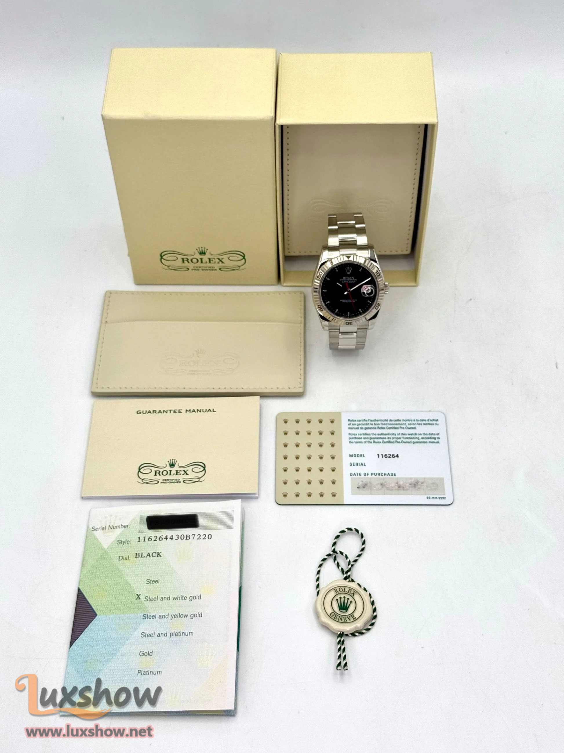 Rolex Datejust Turn-O-Graph 36mm 116264 Oyster Black Dial Dial