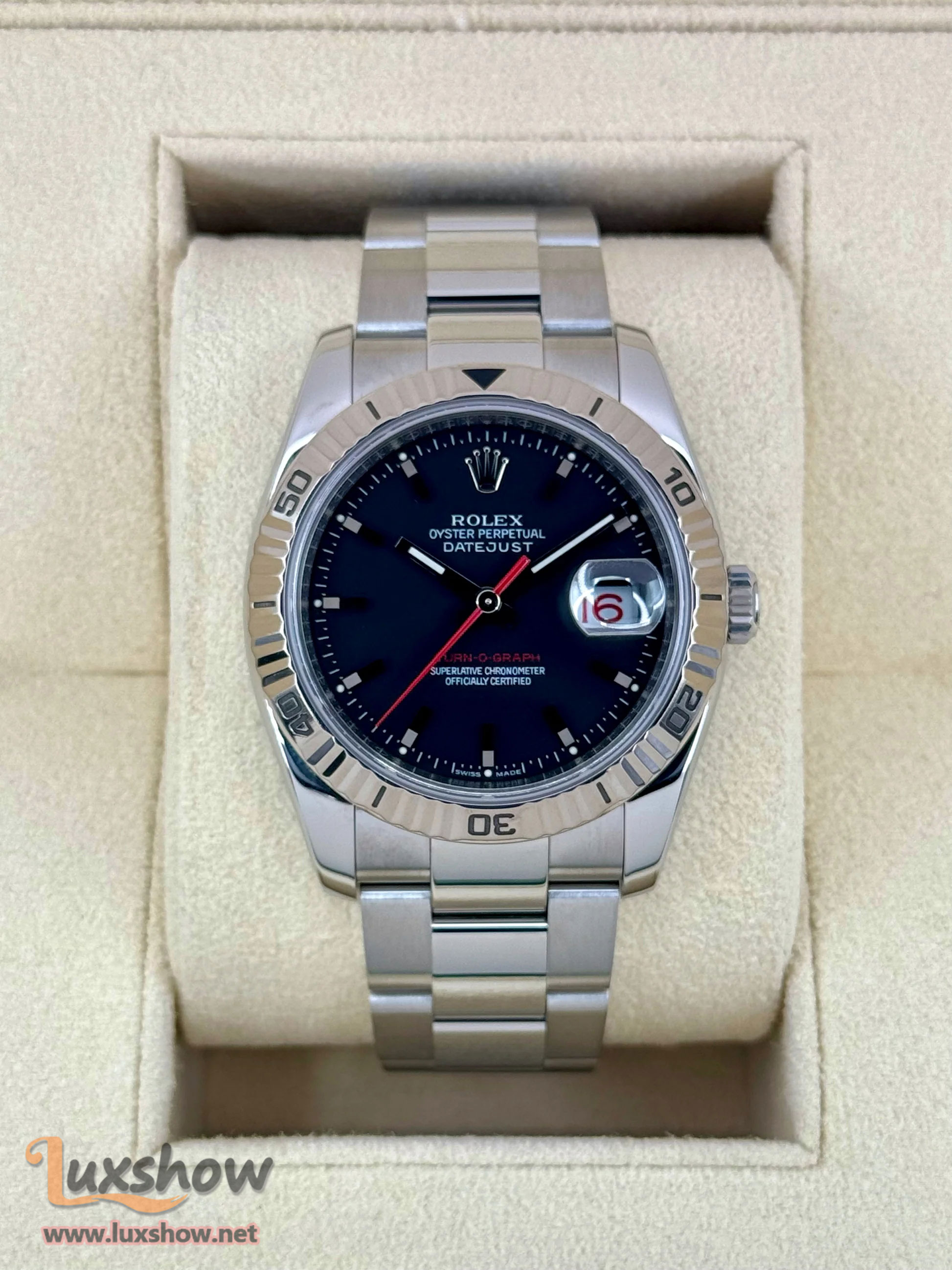 Rolex Datejust Turn-O-Graph 36mm 116264 Oyster Black Dial Dial