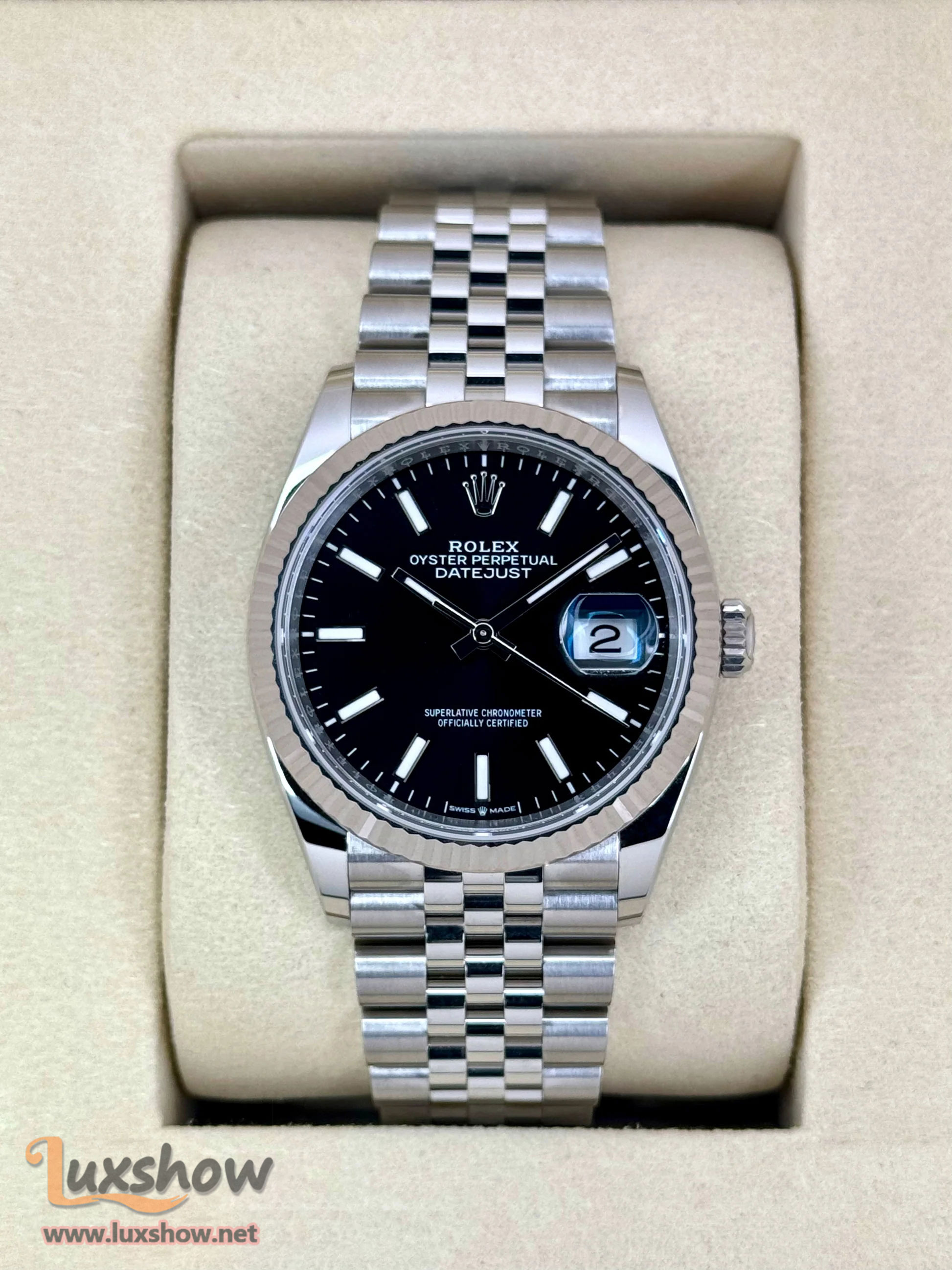 Rolex Datejust 36mm 126234 Stainless Steel Jubilee Black Dial