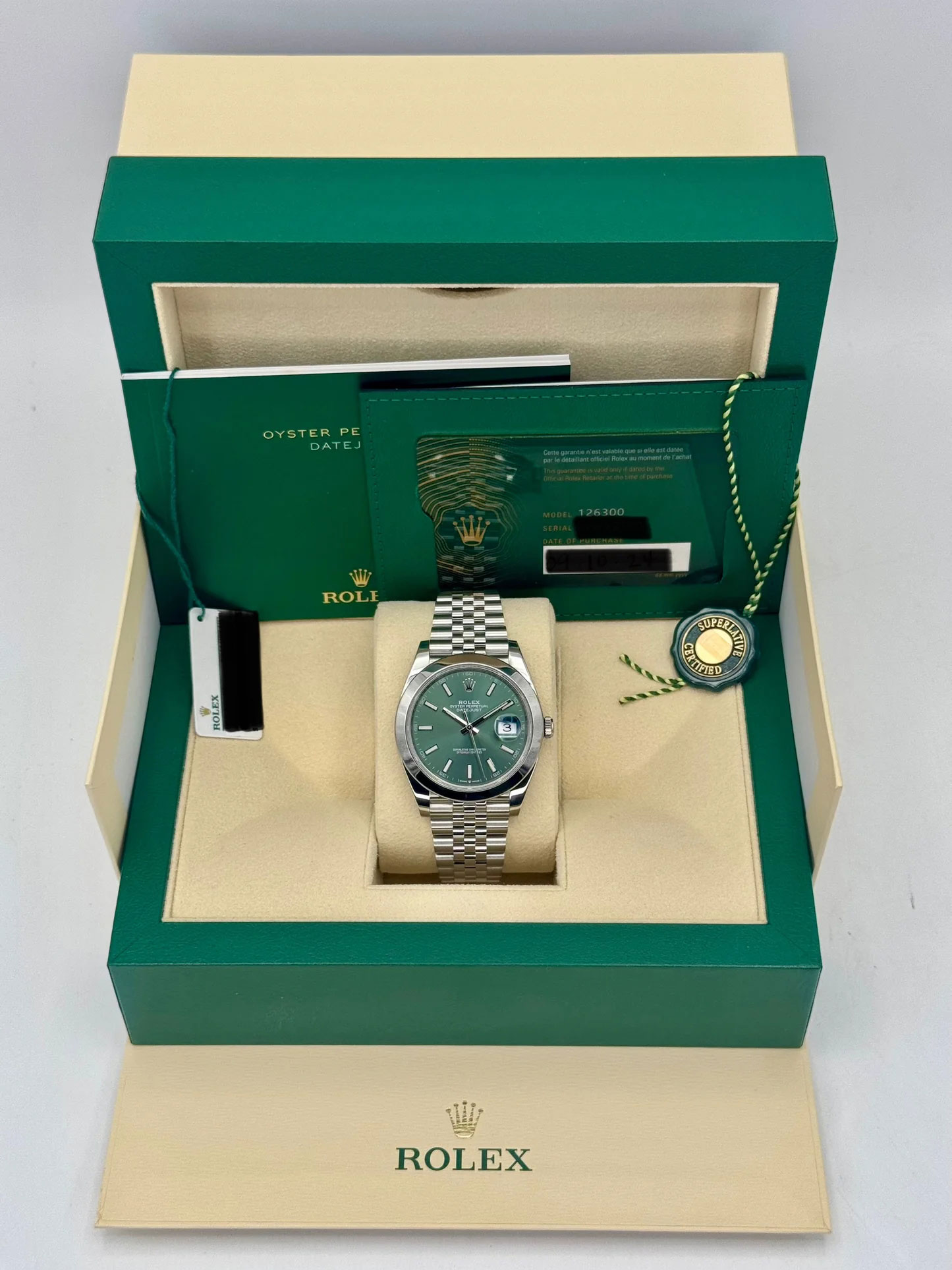 Rolex Datejust 41mm 126300 Stainless Steel Jubilee Green Dial