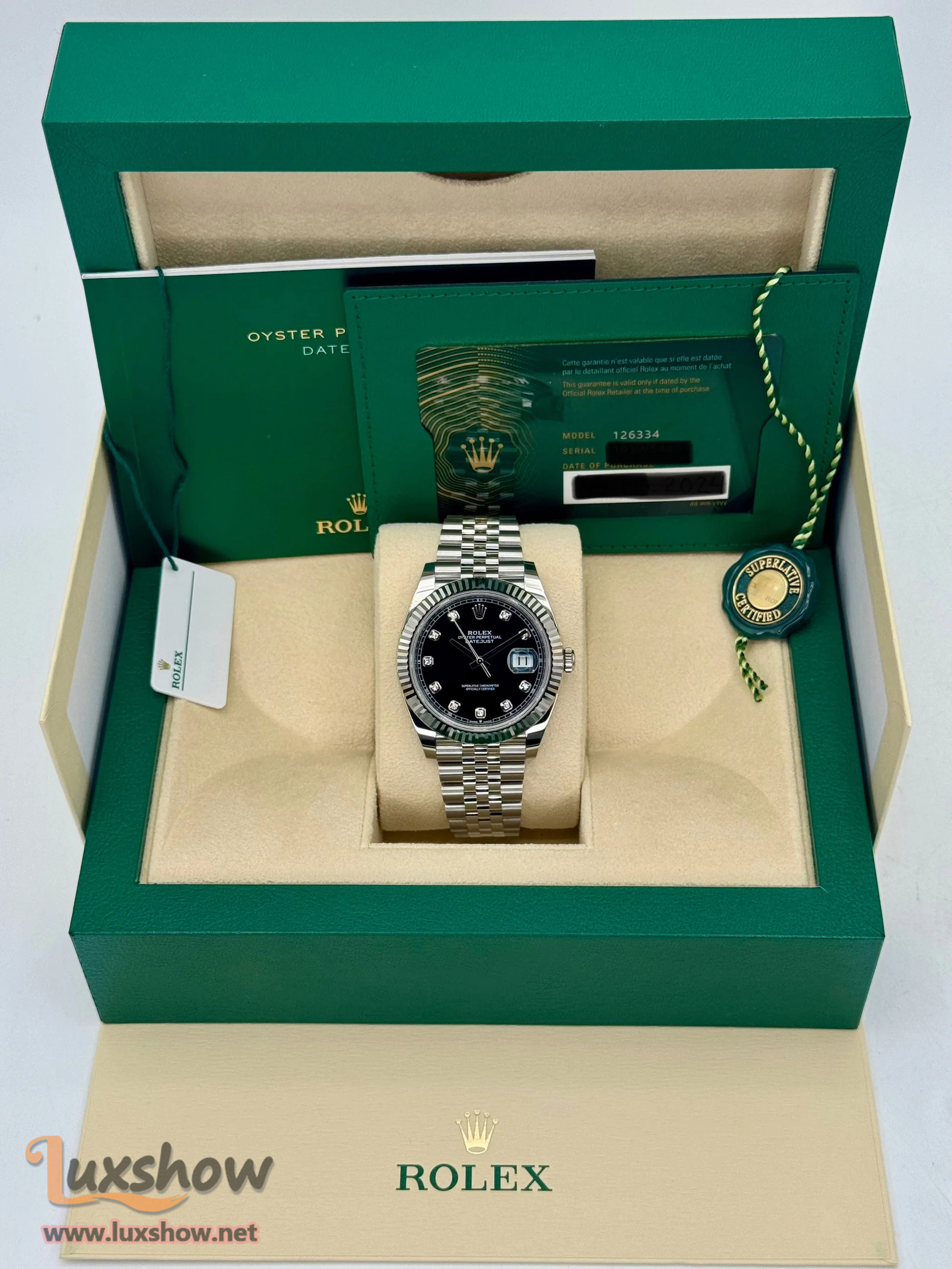 Rolex Datejust 41mm 126334 Jubilee Black Diamond Dial