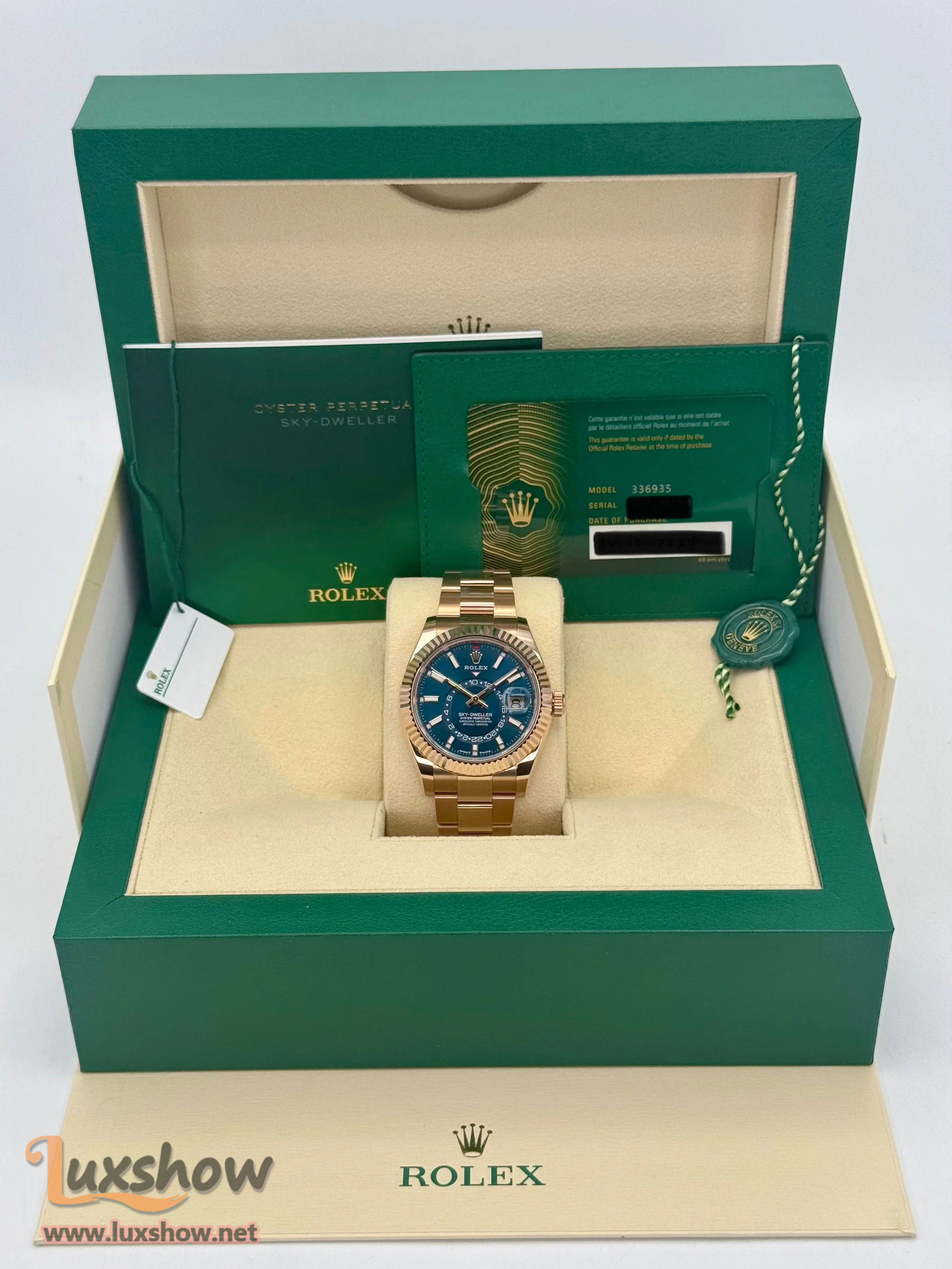 Rolex Sky-Dweller 42mm 336935 Rose Gold Blue Dial