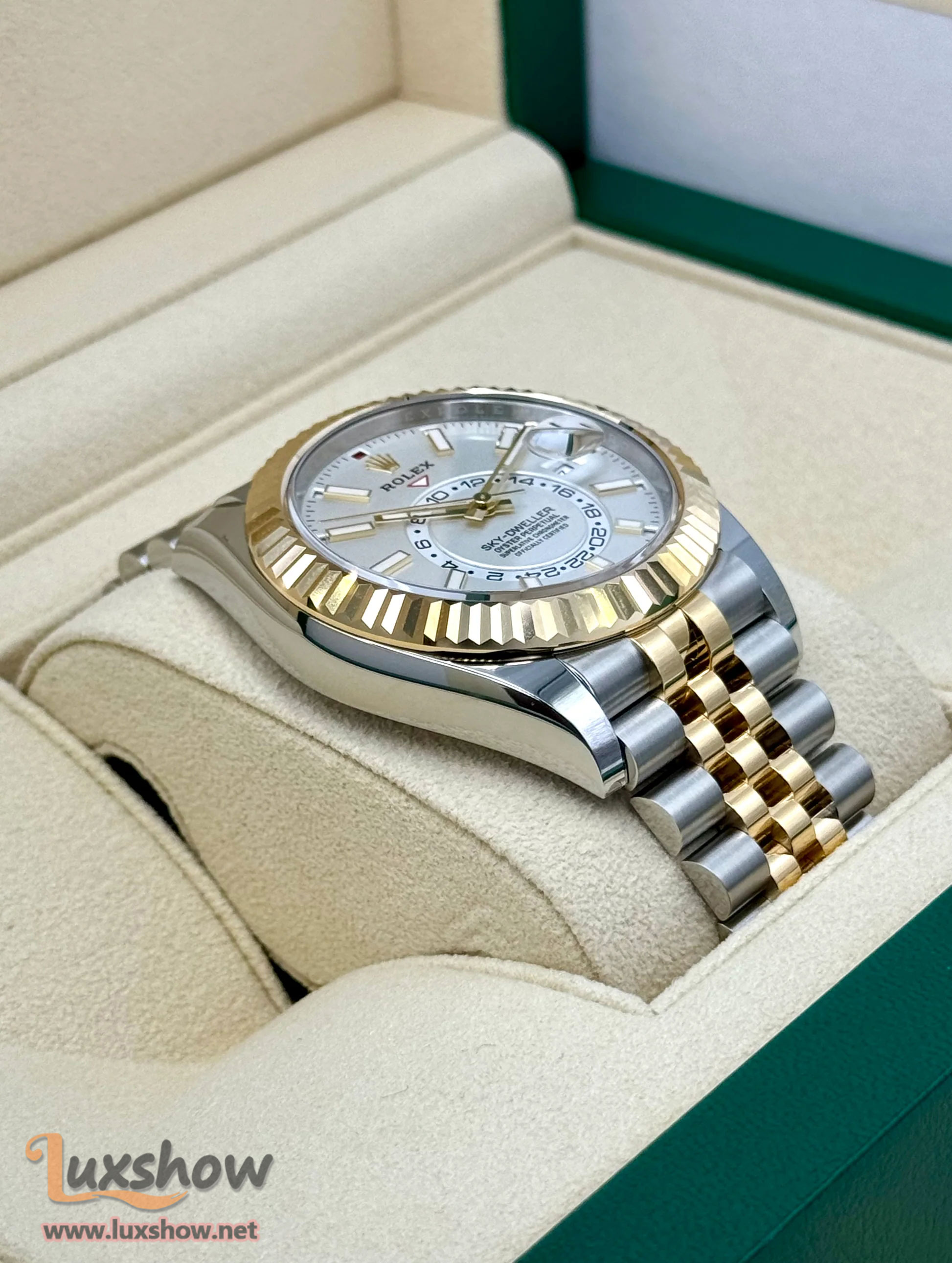 Rolex Sky-Dweller 42mm 326938 18K Yellow Gold Oyster White Dial