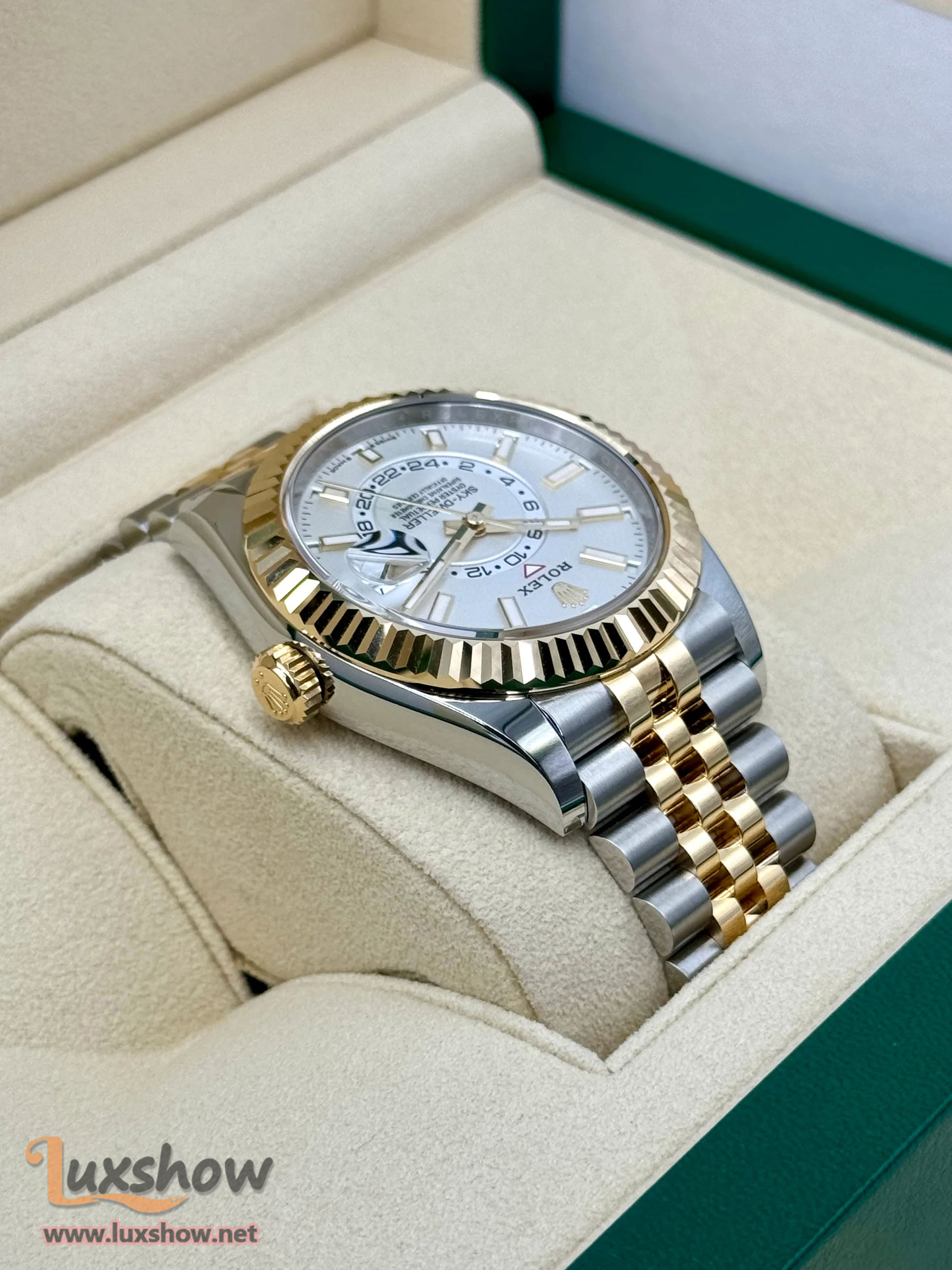 Rolex Sky-Dweller 42mm 326938 18K Yellow Gold Oyster White Dial