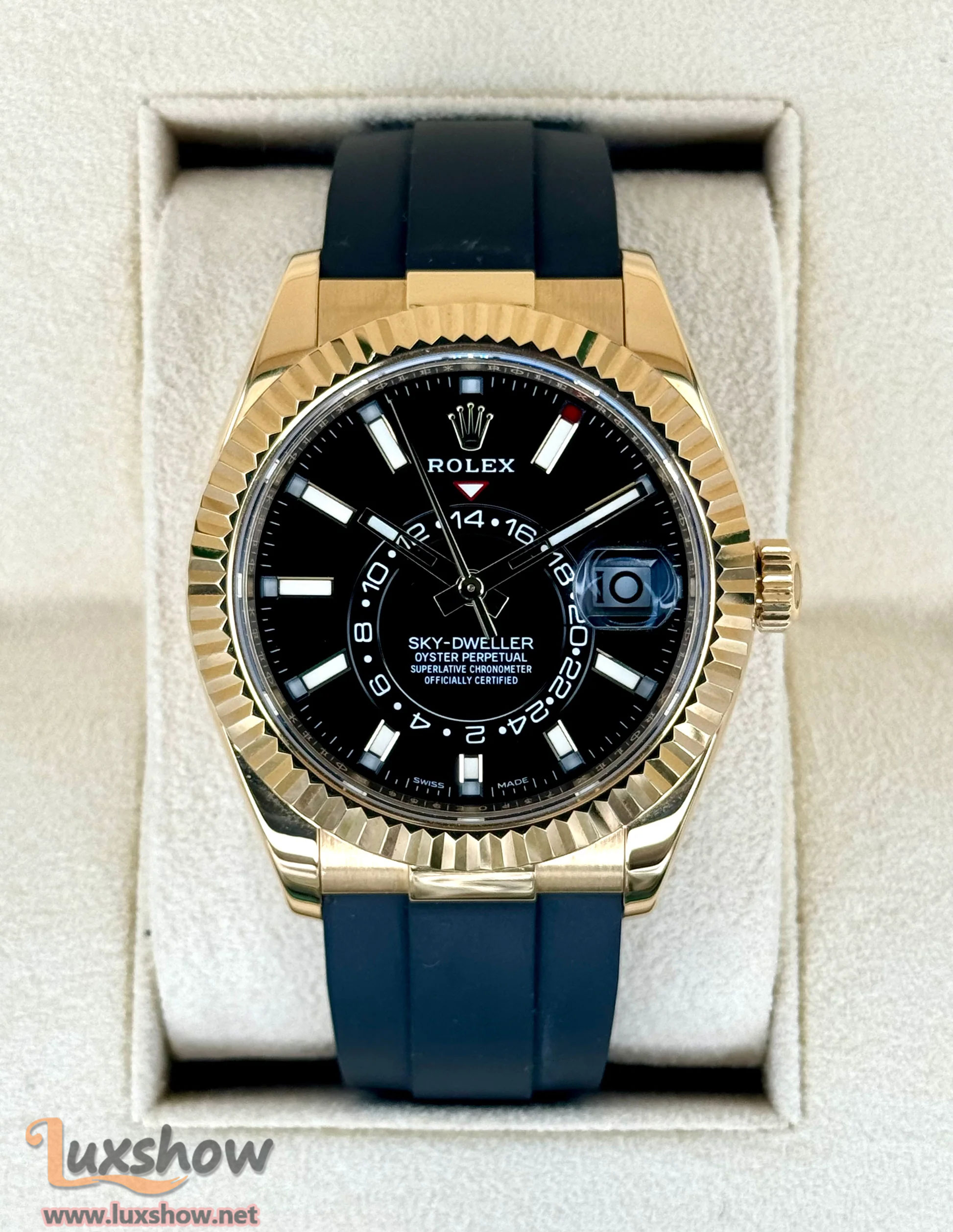 Rolex Sky-Dweller 42mm 326238 Yellow Gold Oysterflex Black Dial