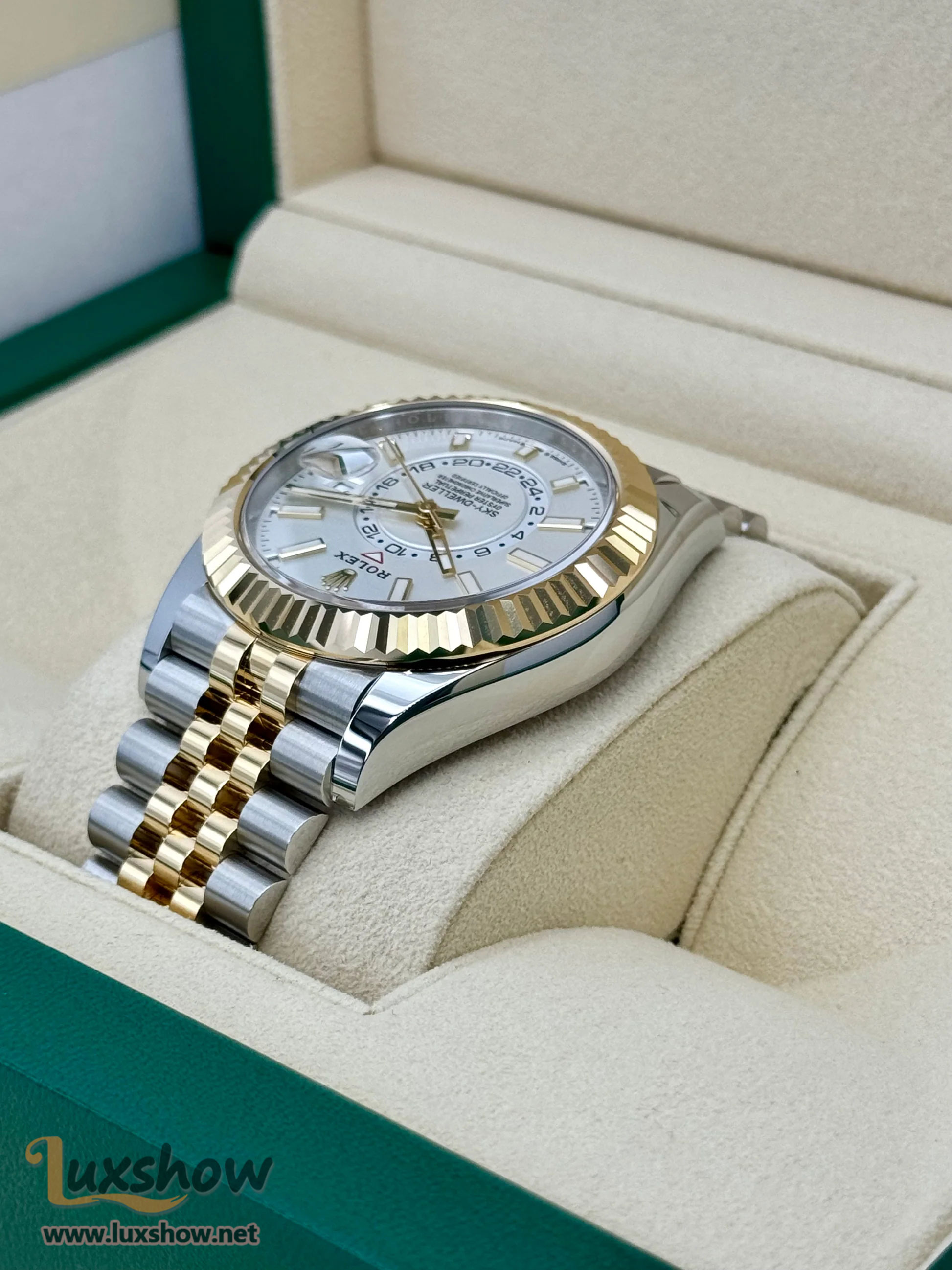 Rolex Sky-Dweller 42mm 326938 18K Yellow Gold Oyster White Dial