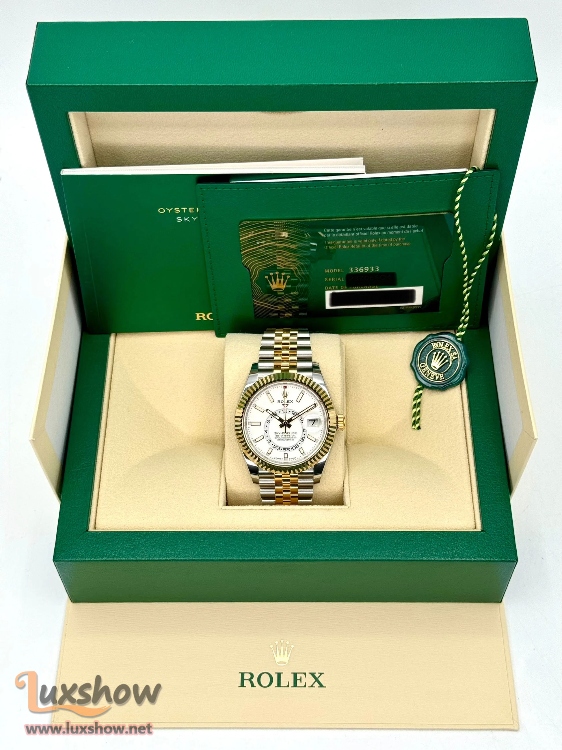Rolex Sky-Dweller 42mm 326938 18K Yellow Gold Oyster White Dial