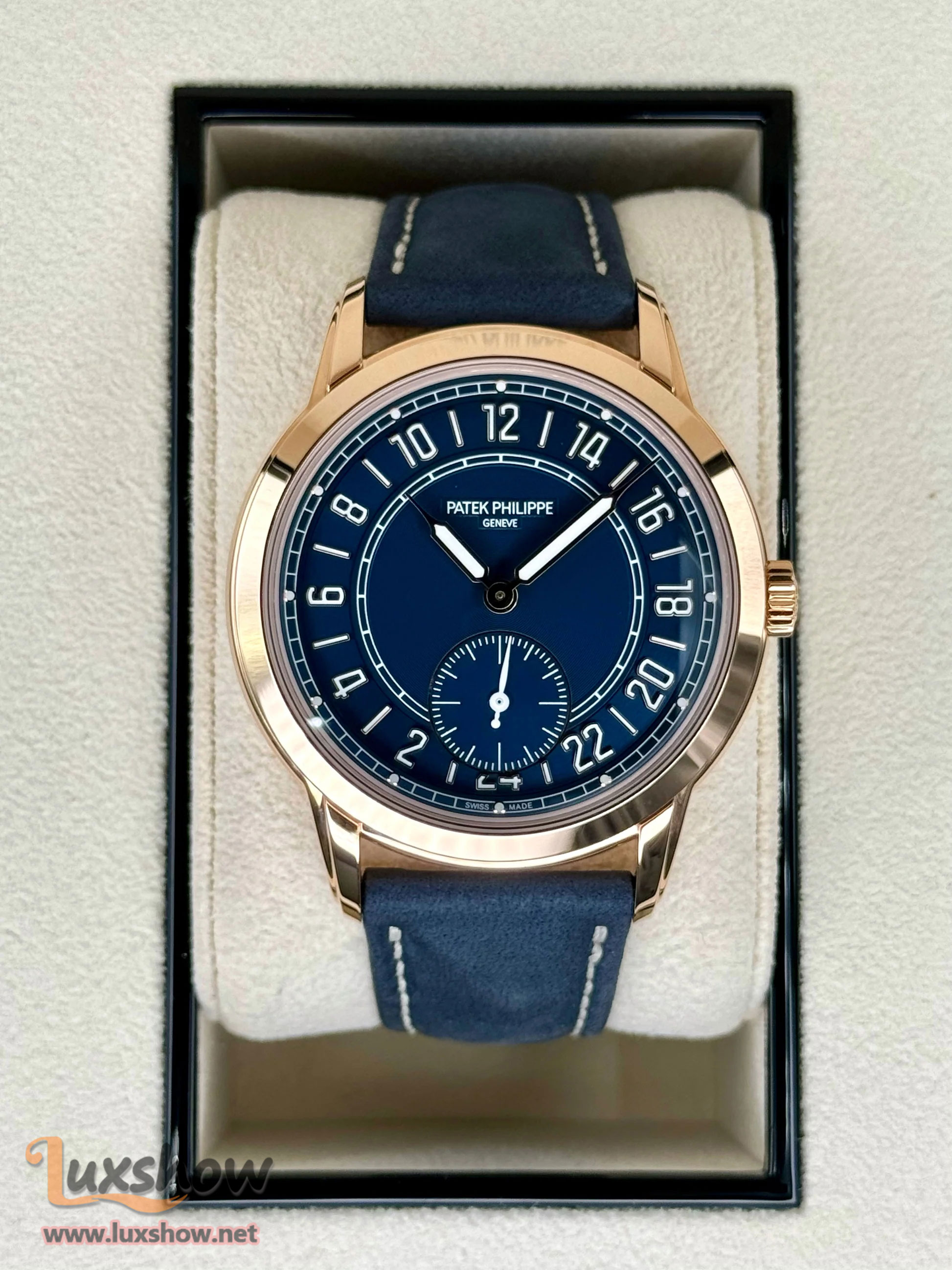Patek Philippe 5224R Calatrava Travel Time Rose Gold Blue Dial