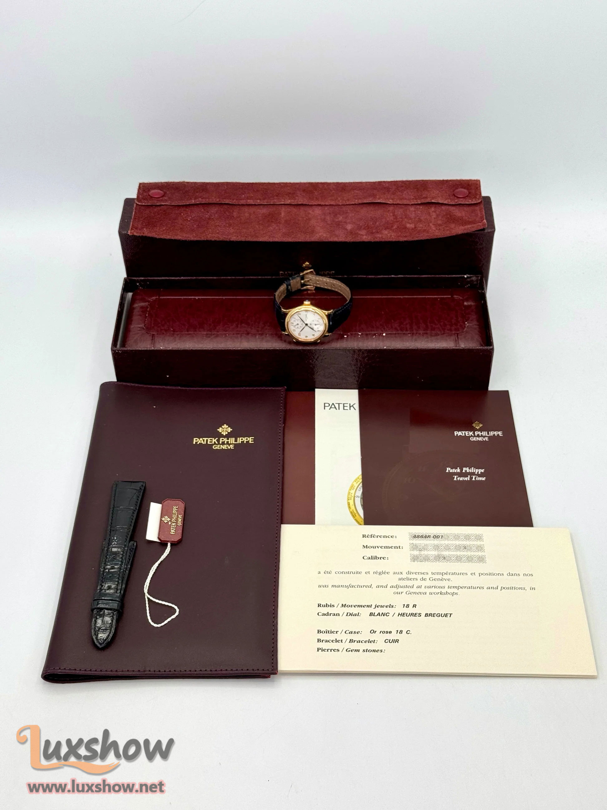 Patek Philippe Travel Time 18k 29mm 4864R Yellow Gold White Dial