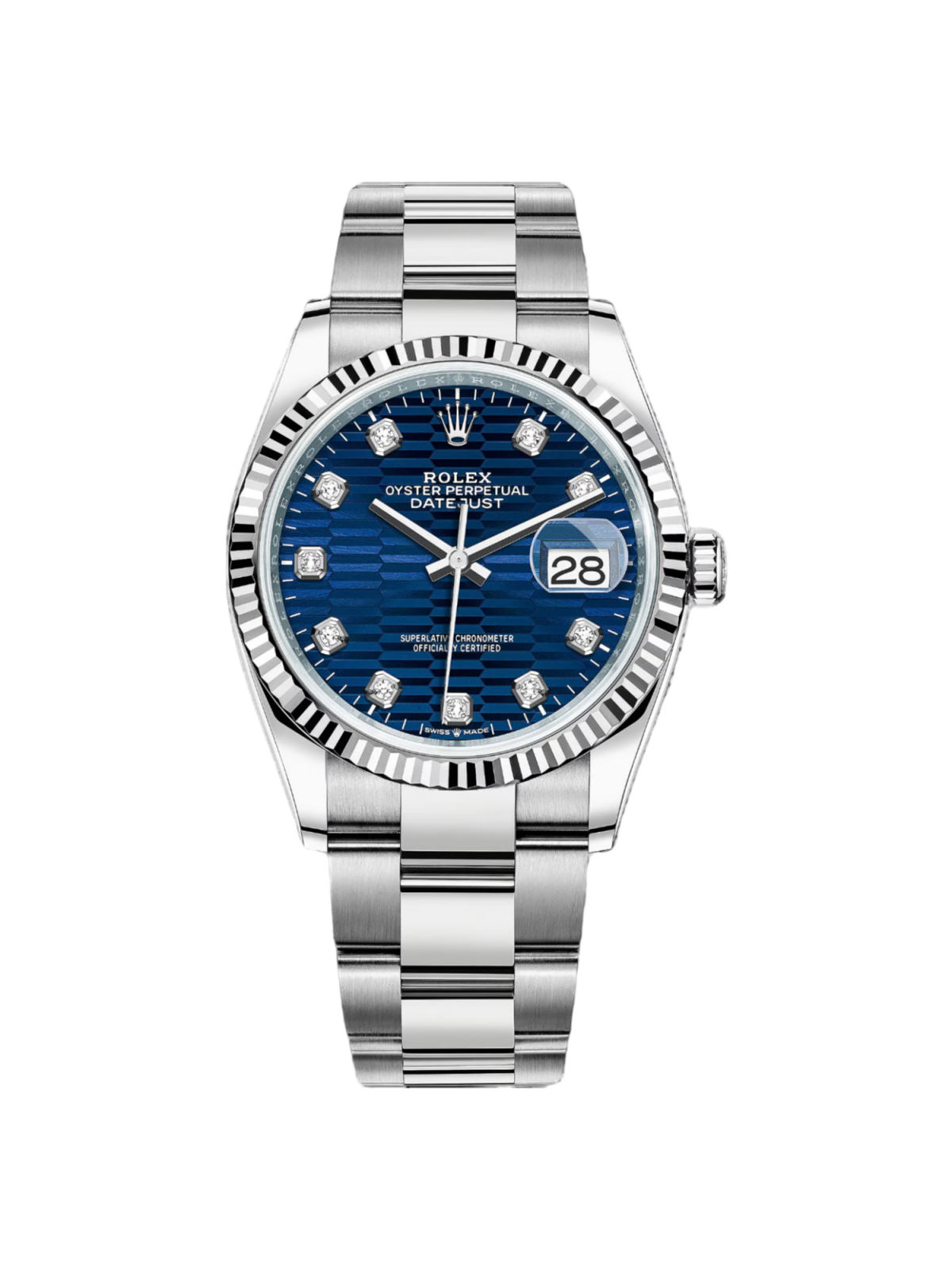 【Super Clone】ROLEX  Datejust 36mm 126234 Blue Fluted Motif Diamond Dial Jubilee Bracelet Watch