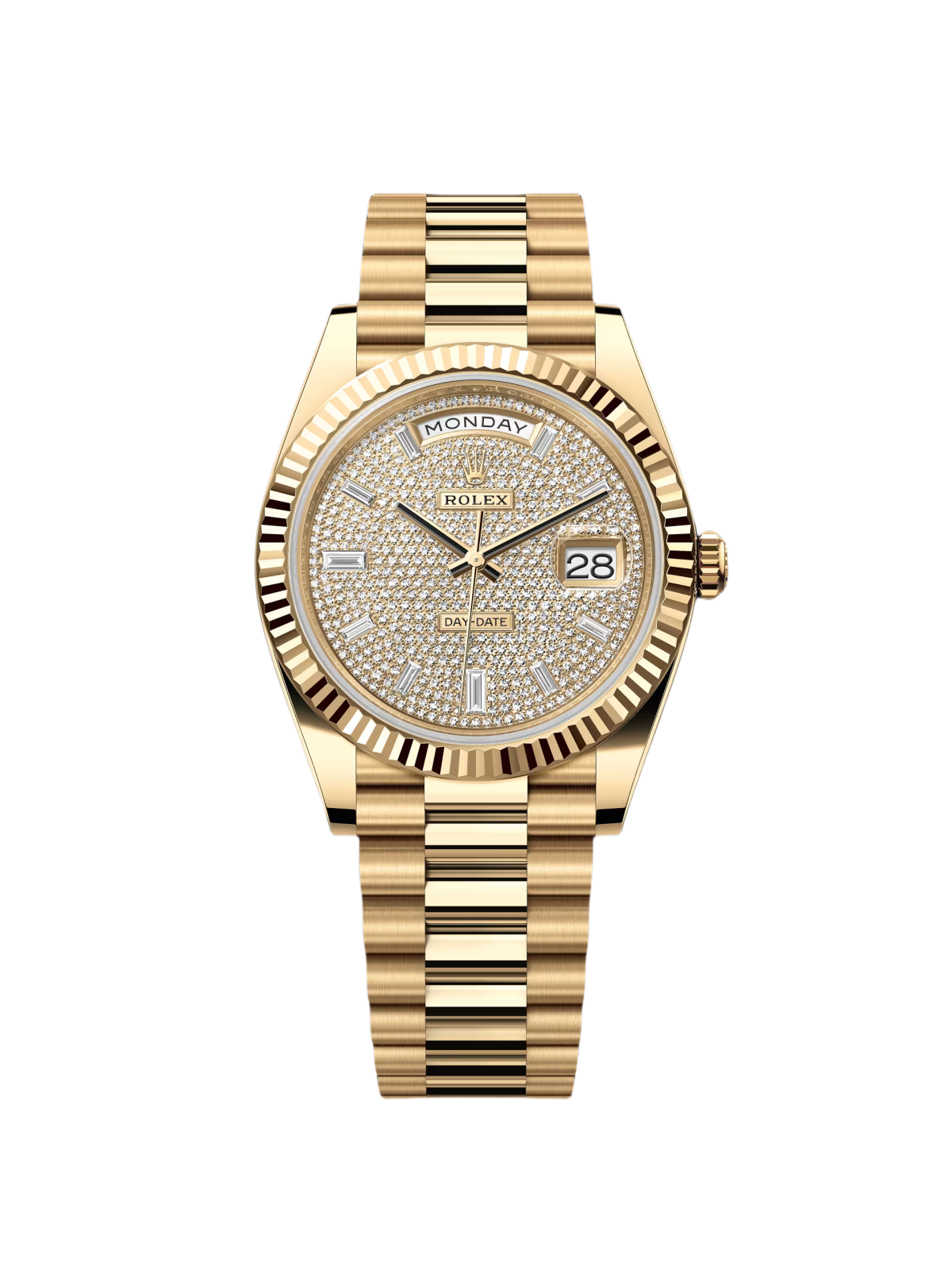 【Super Clone】ROLEX Yellow Gold President Day Date 40mm Diamond Pave Dial - 228238