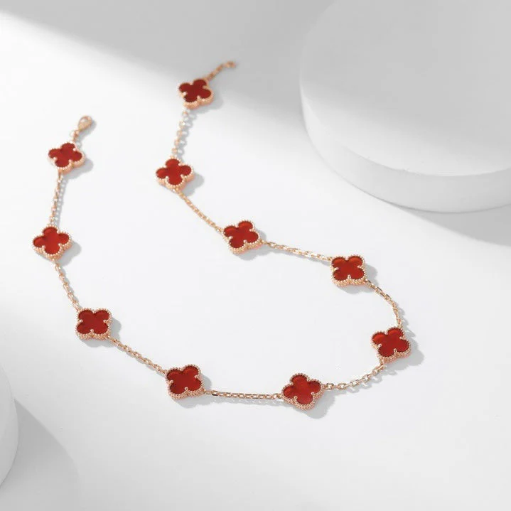 Regalia jewelryCLOVERS THE  10-MOTIFS CARNELIAN NECKLACE