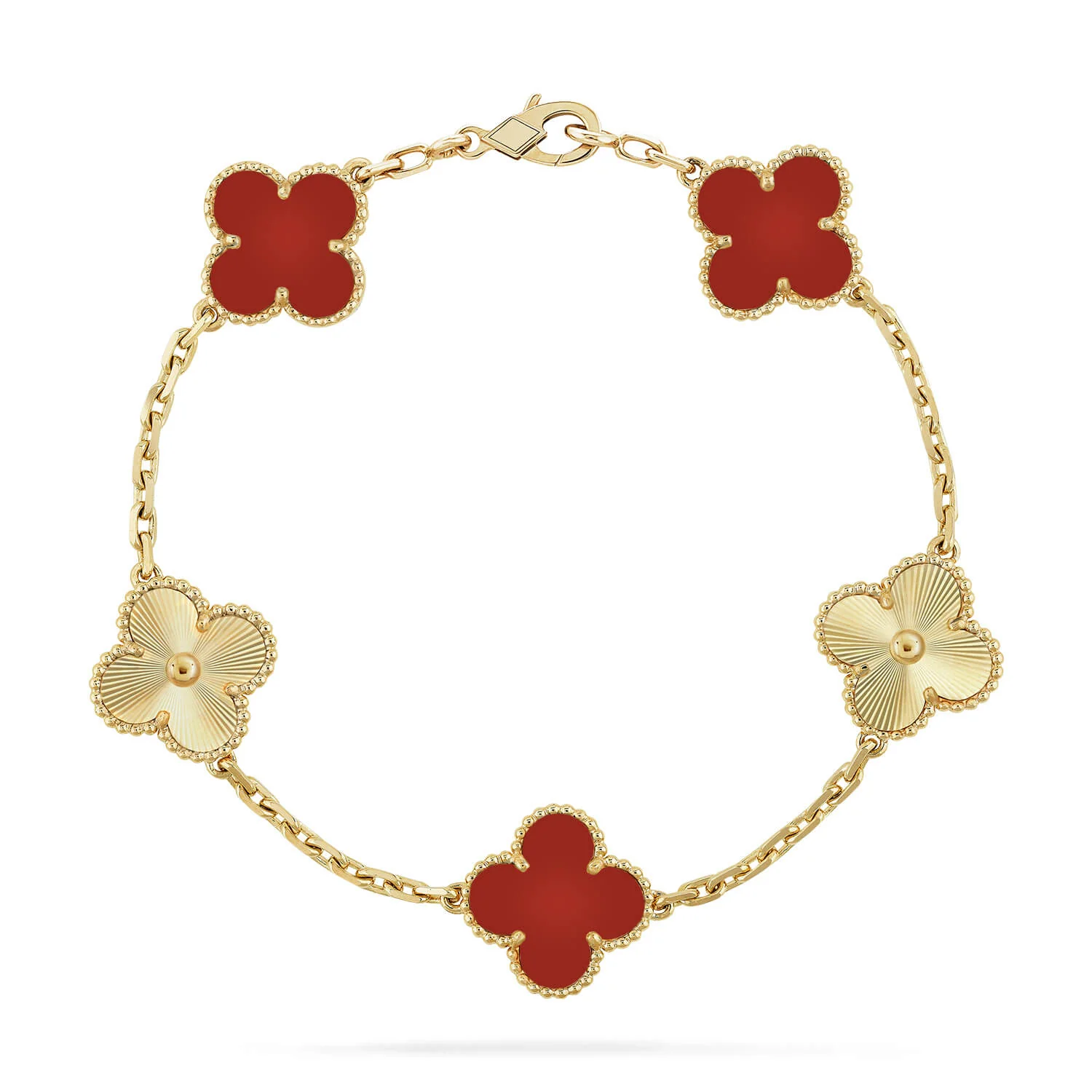 Regalia jewelryCLOVER  5 MOTIFS CARNELIAN GOLD BRACELET