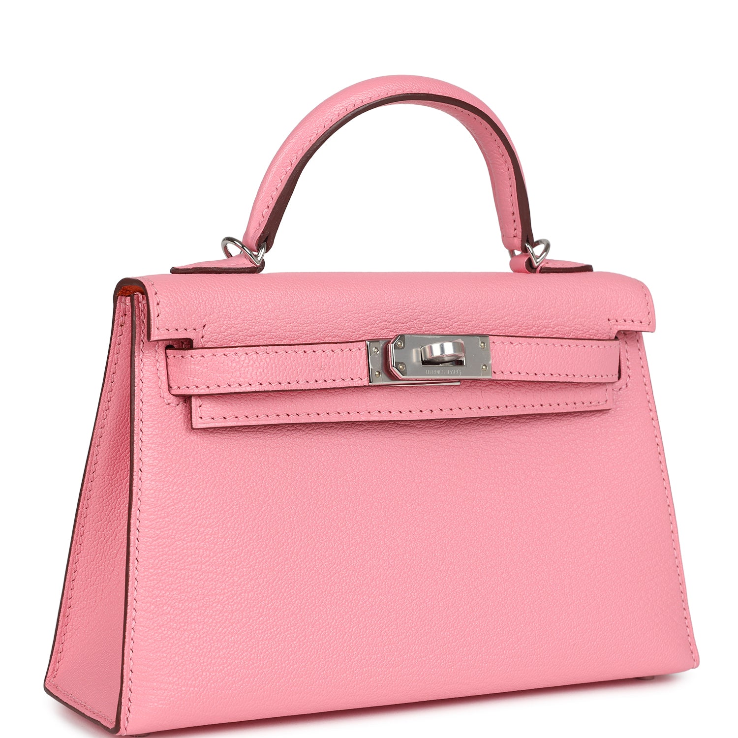 Hermès Kelly Sellier 20 Rose Confetti Verso Chèvre Palladium Hardware