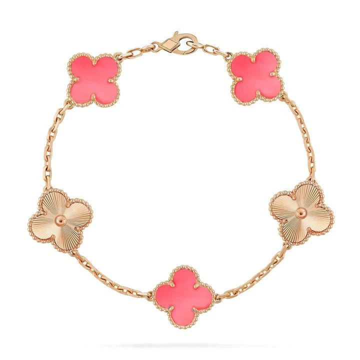 Regalia jewelryCLOVER BRACELET 5 MOTIF PINK AND PINK GOLD
