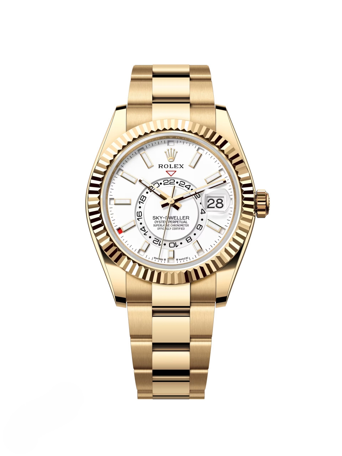 【Super Clone】ROLEX Sky-Dweller 42mm 336938-0003/0006 Yellow Gold White Dial Jubilee