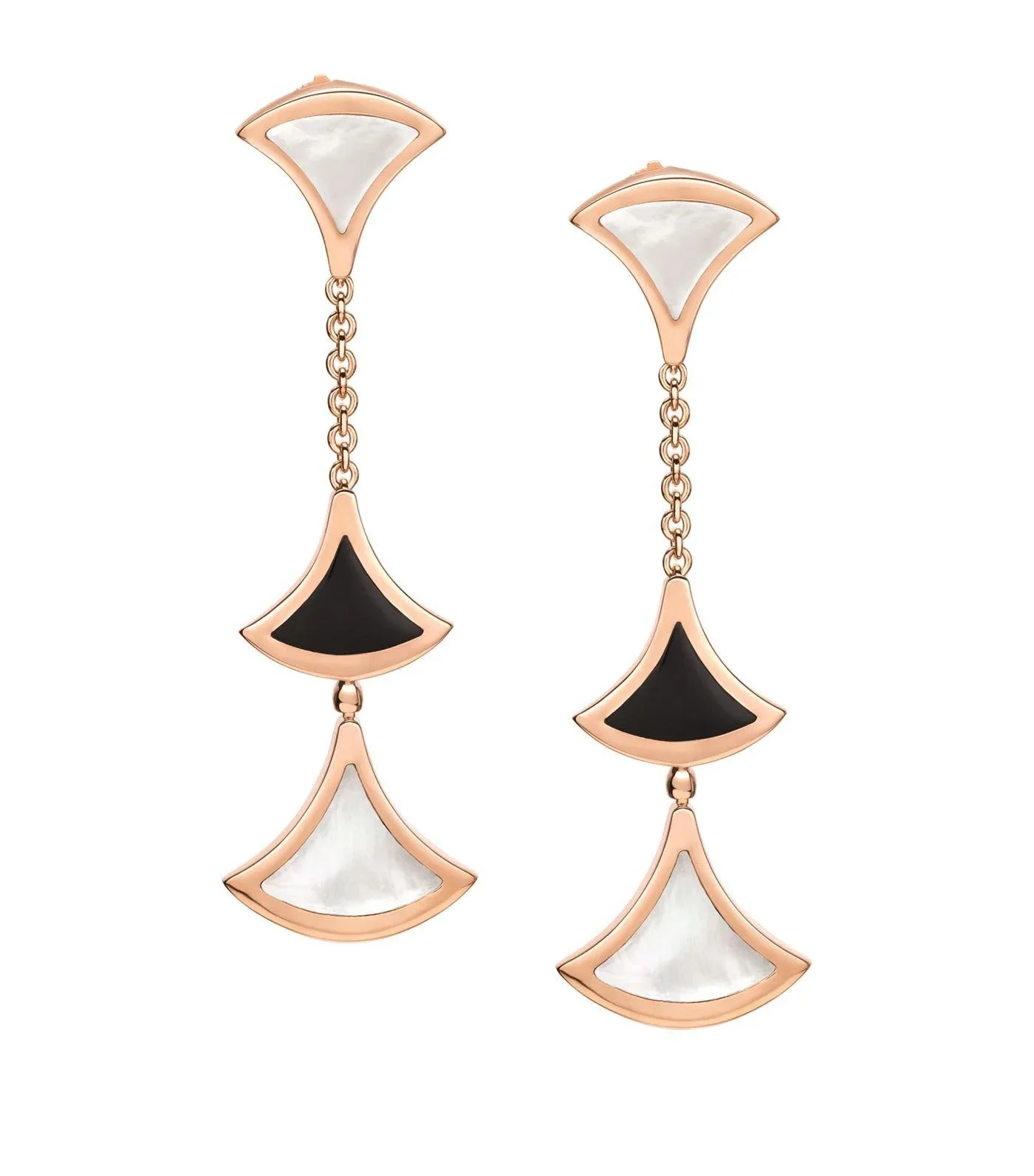 Regalia jewelryDREAM EARRINGS 3 MOTIFS ONYX MOP PINK GOLD