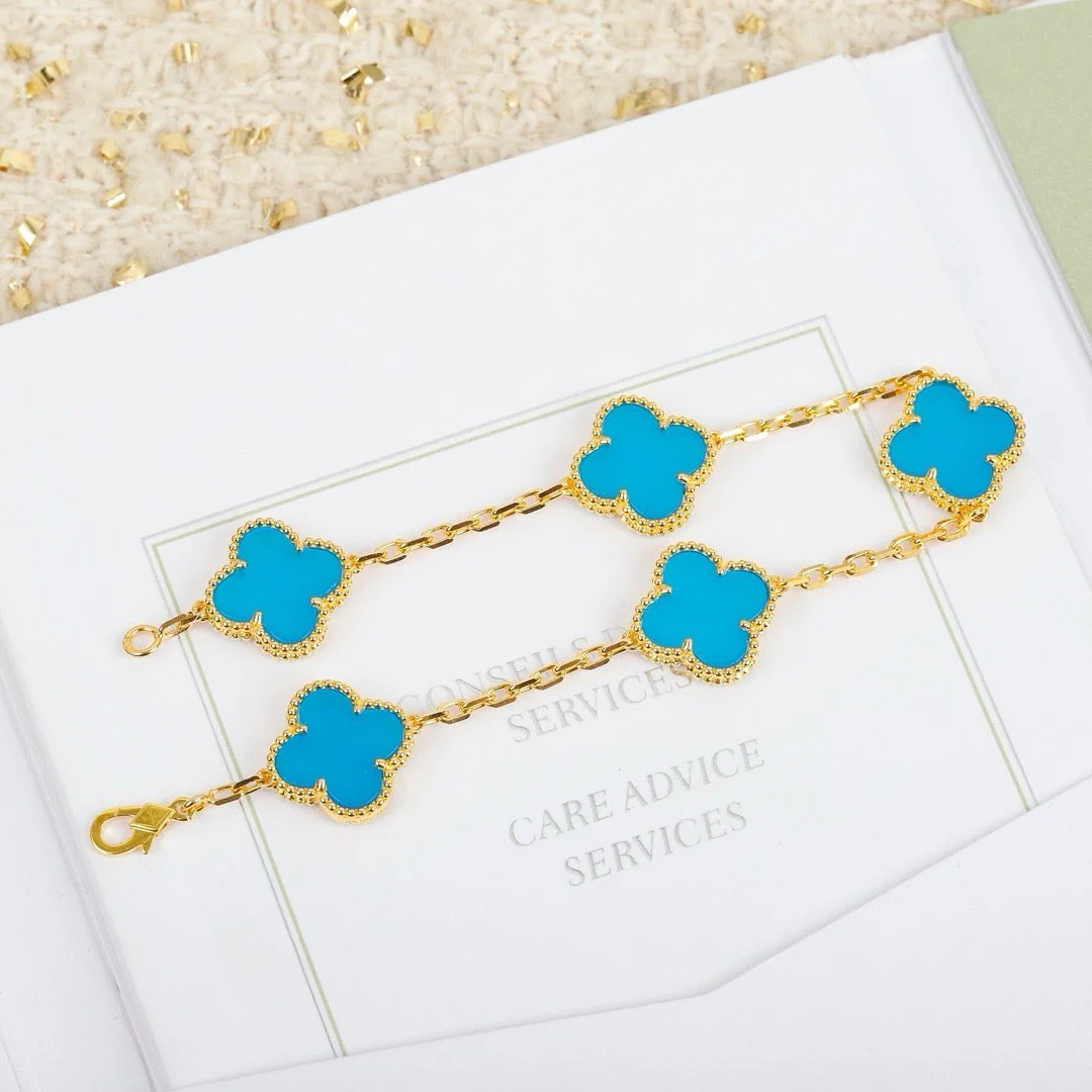 Regalia jewelryCLOVER 5 MOTIFS TURQUOISE BRACELET