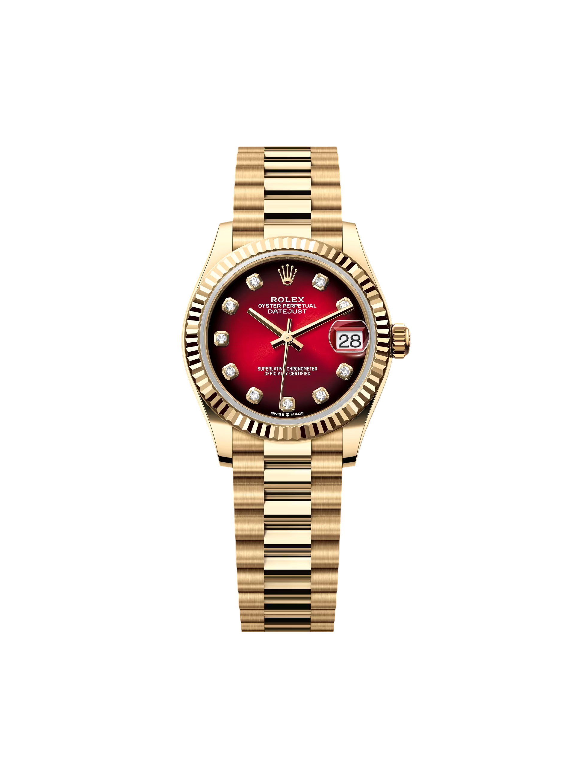 【Super Clone】RLX Datejust m278278-0049 31mm Red Ombre Dial 18k Yellow Gold