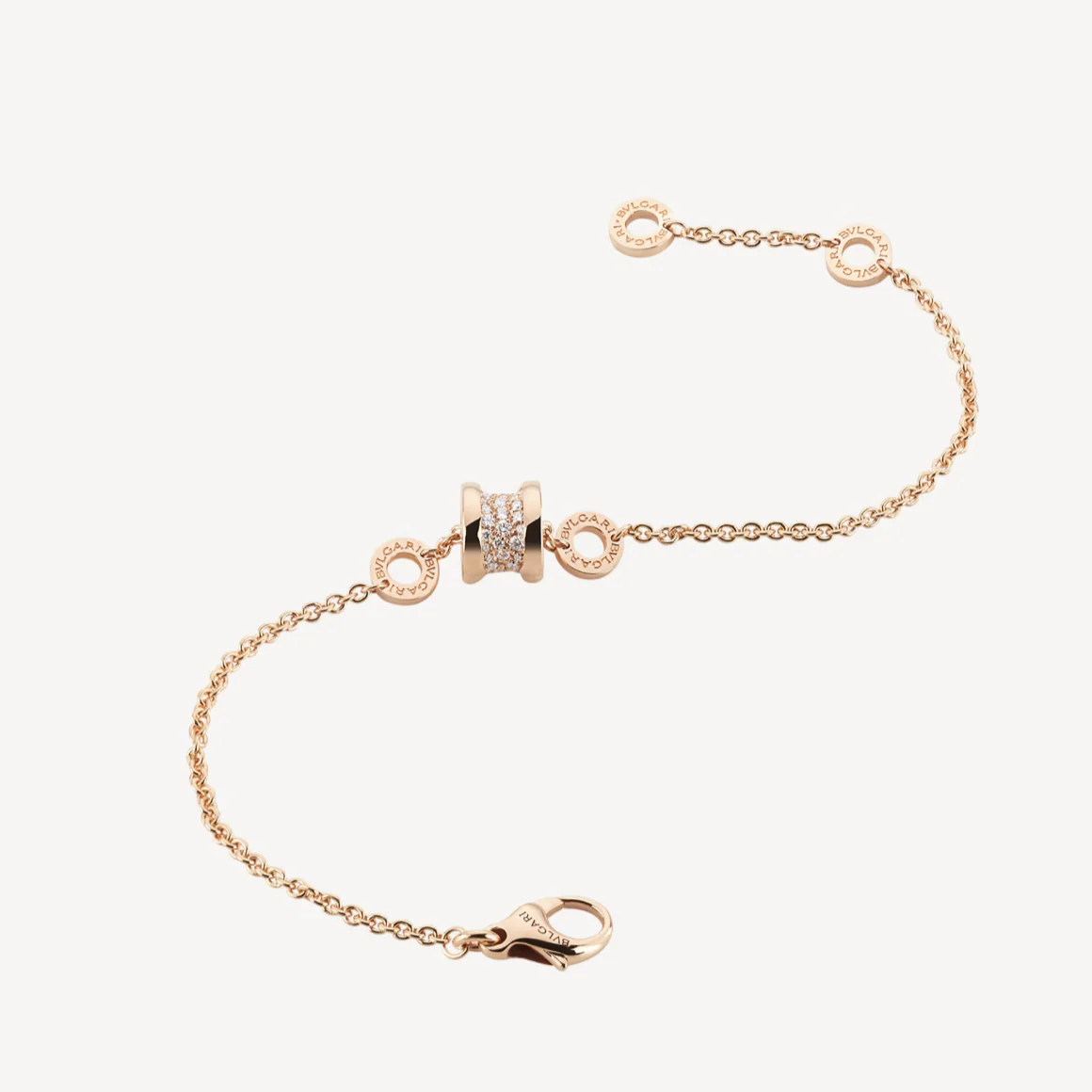 Regalia jewelryZERO 1 SOFT PINK GOLD WITH PAVED DIAMONDS ON THE SPIRAL BRACELET