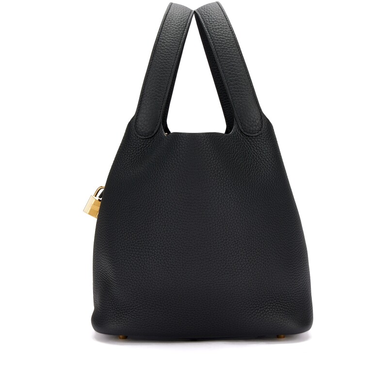 Hermès Black Clemence Picotin Lock 22 Gold Hardware