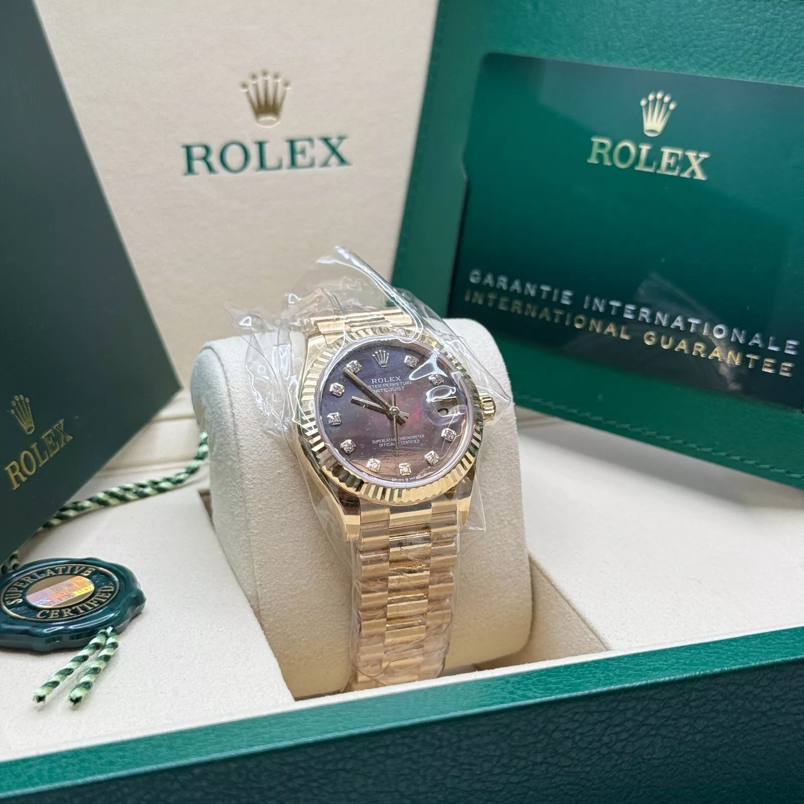 【Super Clone】ROLEX Datejust m278278-0038 Black Mother-of-Pearl 31mm Dial President Bracelet Watch