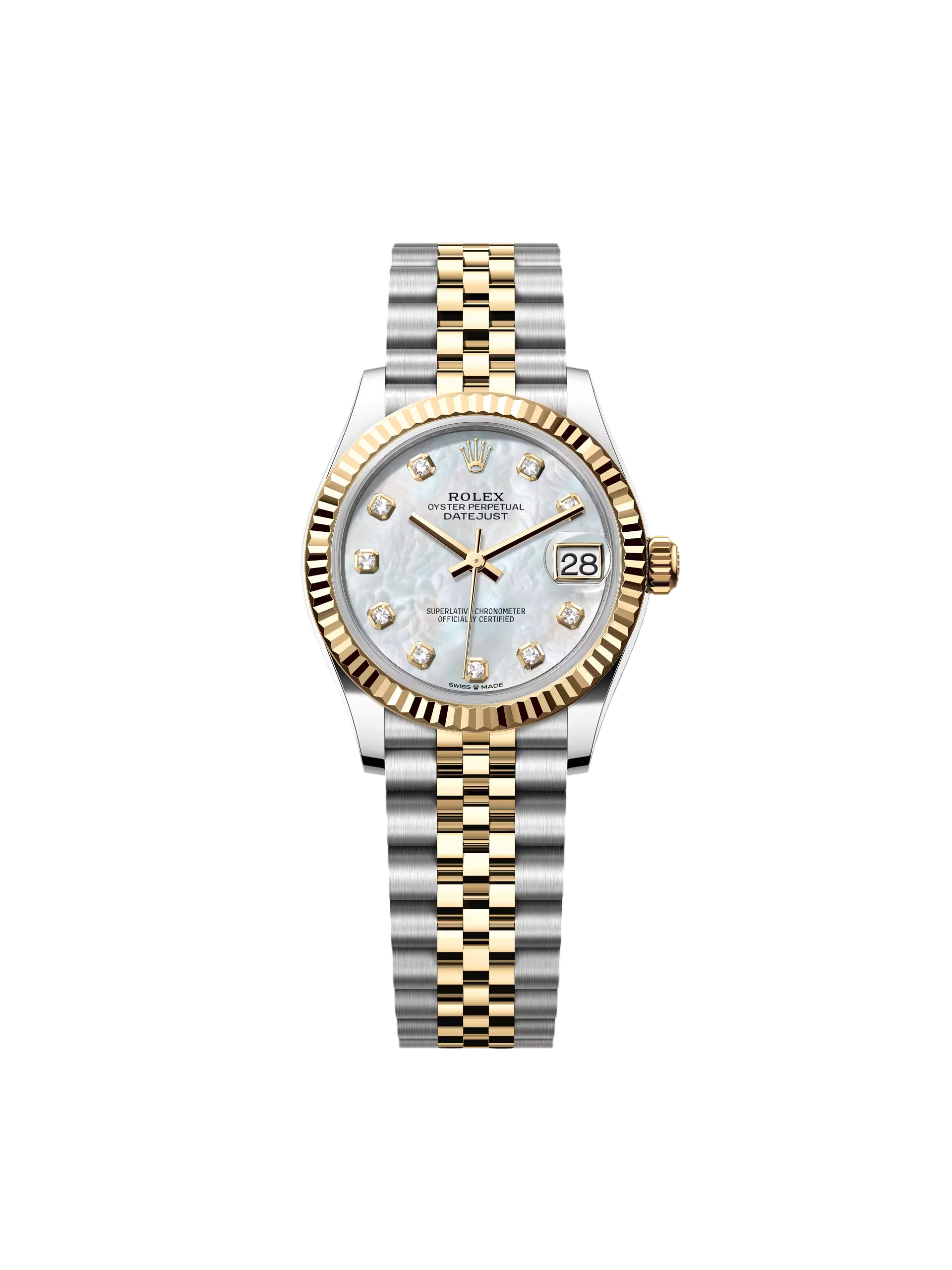 【Super Clone】RLX Datejust m278273-0027/0028 31mm White Mother-of-Pearl Dial Stainless Steel and Yellow Gold Oyster Watch