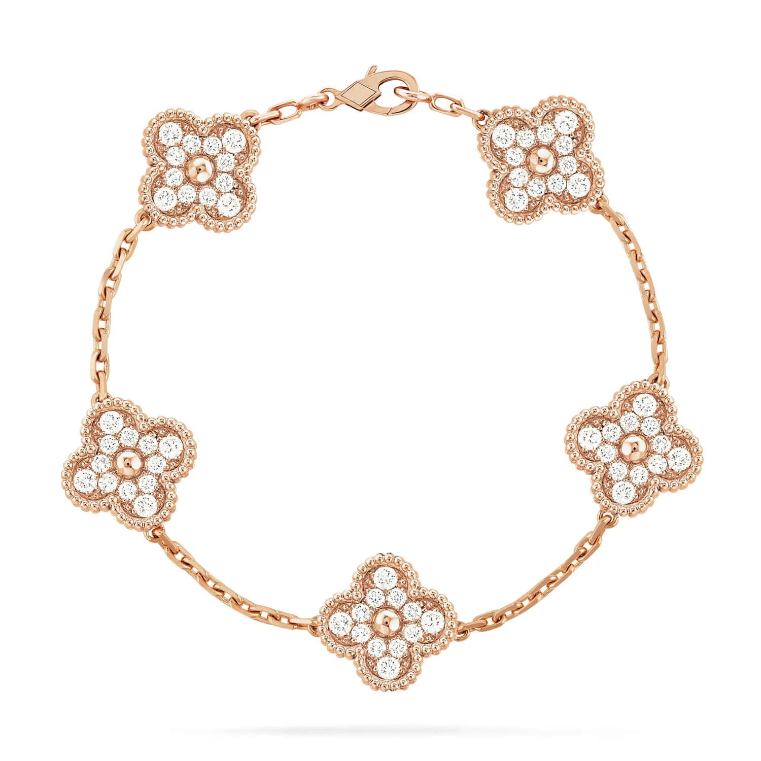 Regalia jewelryCLOVER 5 MOTIFS  FULL DIAMOND BRACELET