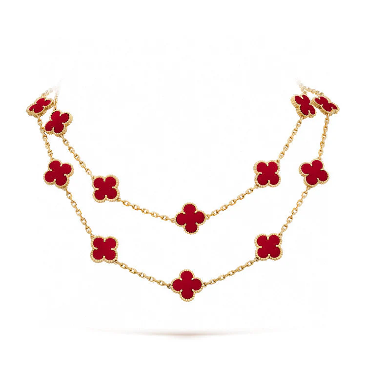 Regalia jewelryCLOVER 20 MOTIFS CARNELIAN NECKLACE