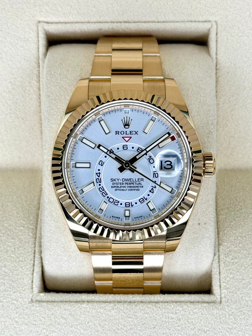 【Super Clone】ROLEX  Sky-Dweller 42mm 336938-0003/0006 Yellow Gold White Dial Jubilee