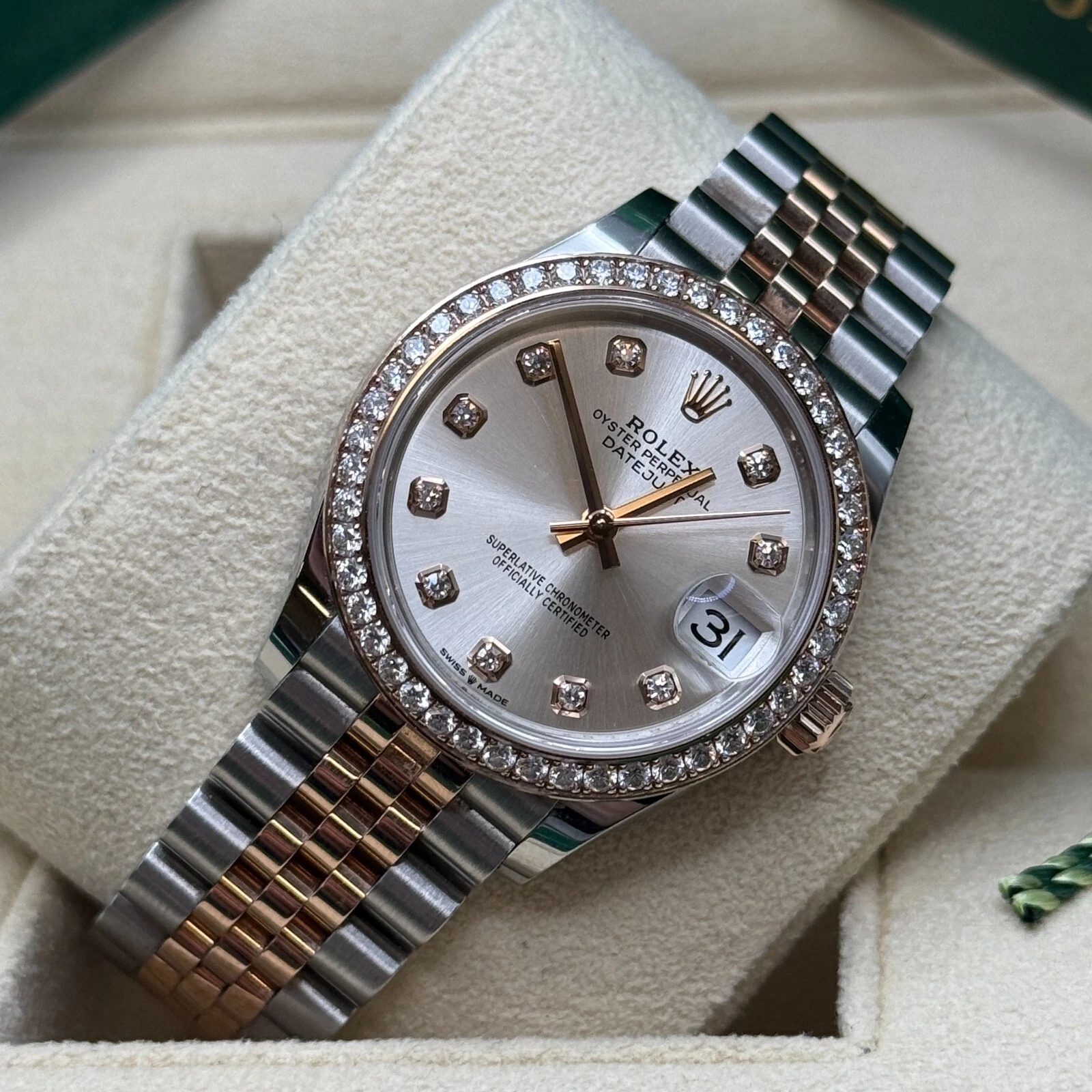 【Super Clone】ROLEX Datejust m278381-0015/0016 Silver Diamond Dial Diamond-Set Bezel 31mm