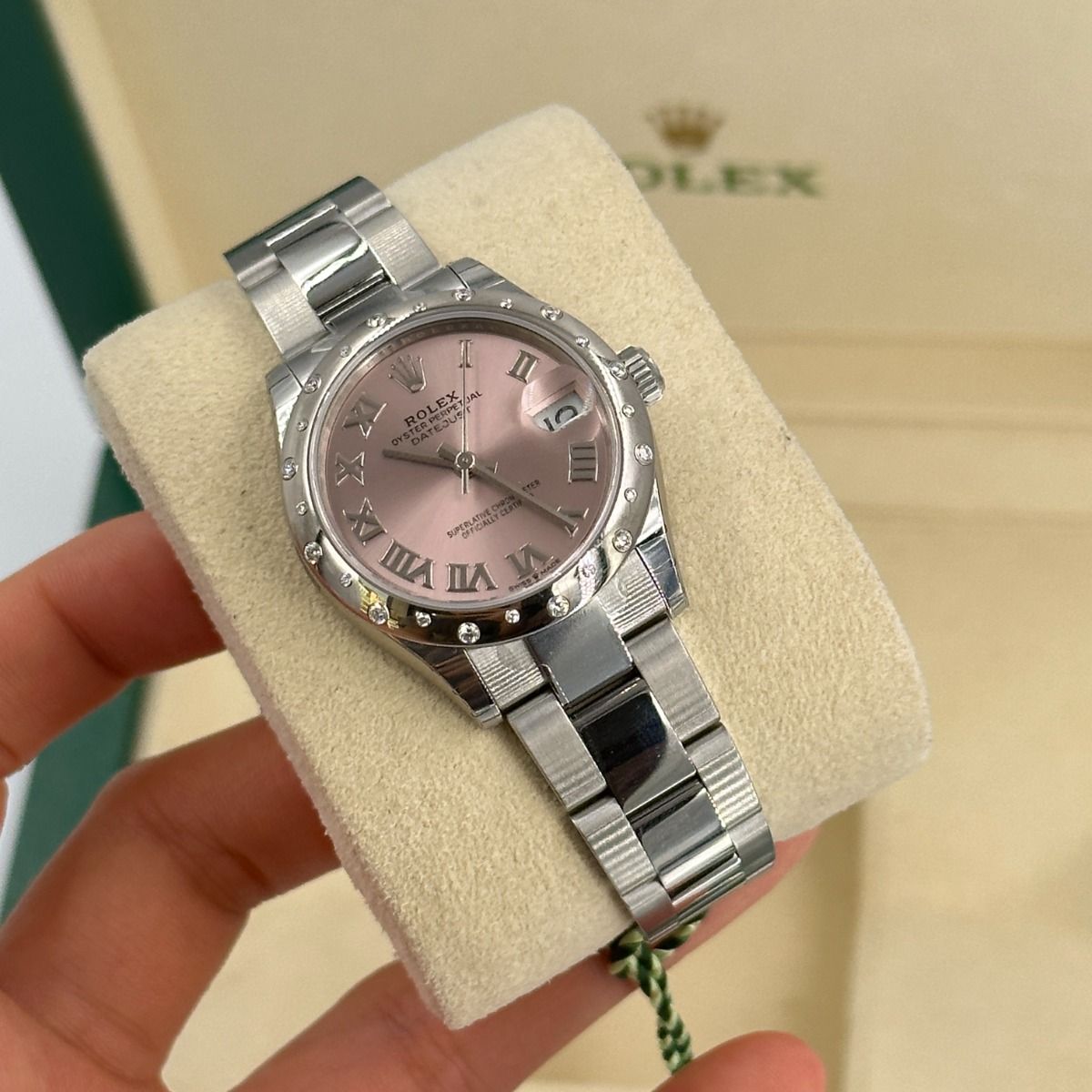 【Super Clone】ROLEX Datejust m278344-0021/0022 Pink Dial 31mm Domed Diamond Oyster Watch