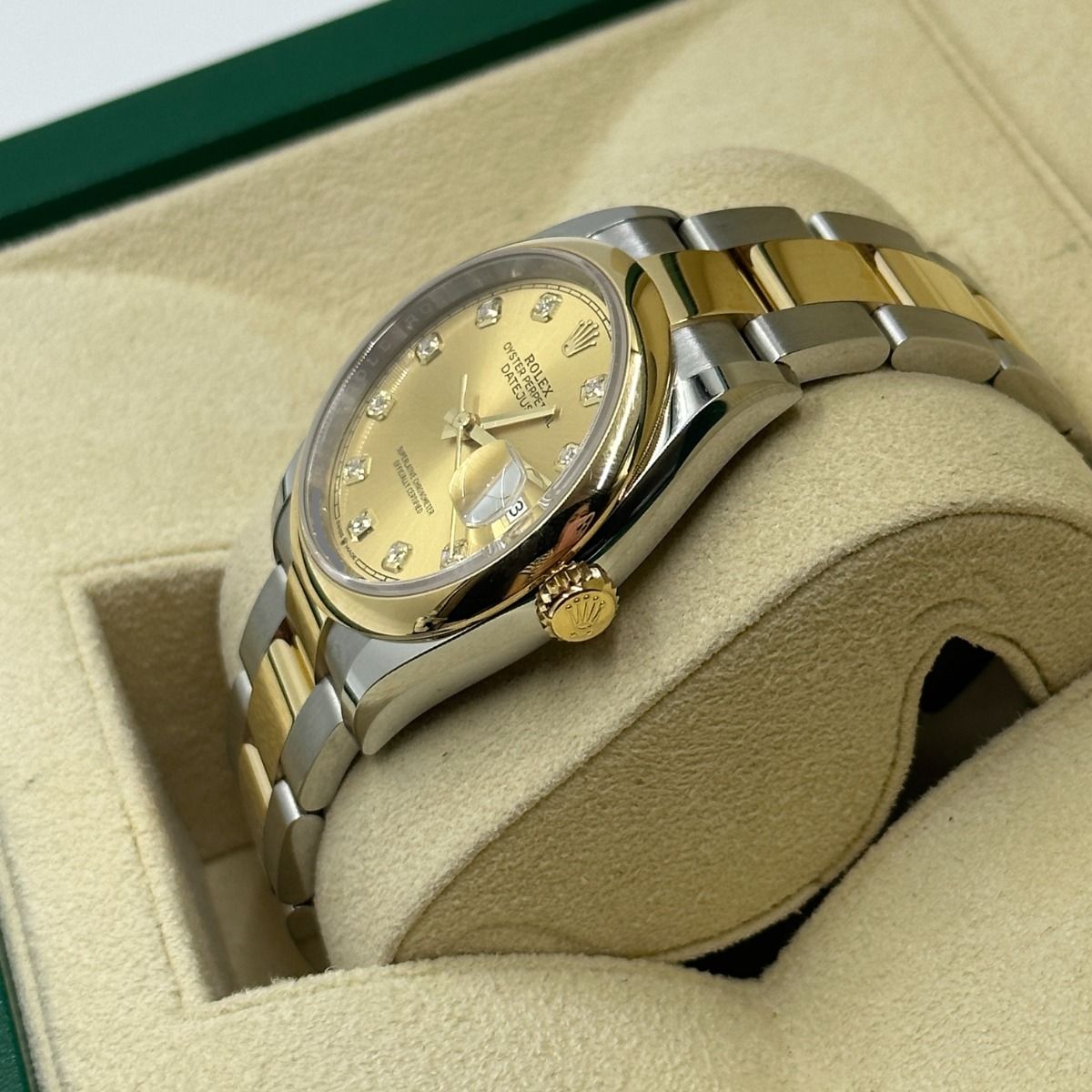 【Super Clone】RLX  Datejust 36mm 126203 Champagne Set with Diamonds Dial Domed Bezel Oyster Bracelet