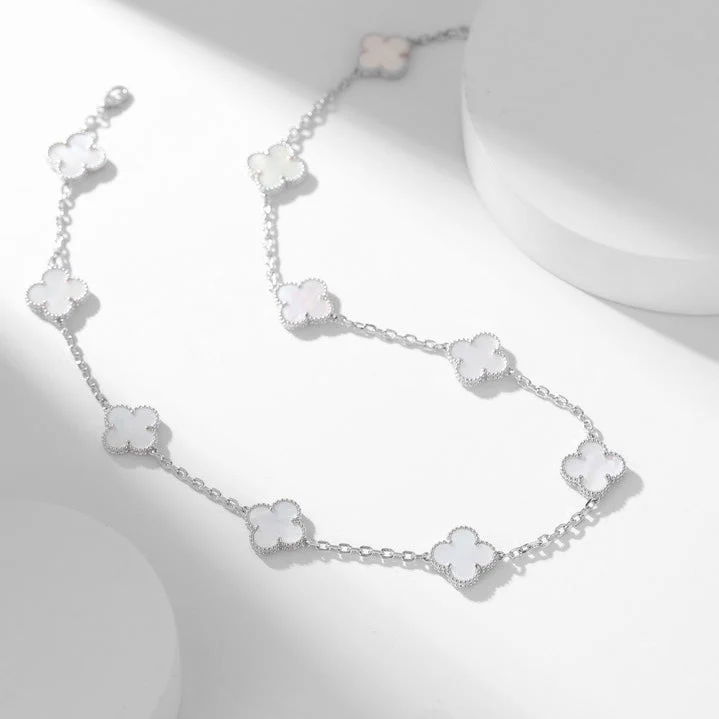 Regalia jewelryCLOVERS THE 10-MOTIFS WHITE MOTHER OF PEARL NECKLACE