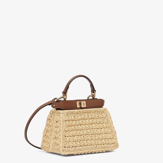 Fendi Peekaboo ISeeU Petite Brown leather and interlaced fiber bag