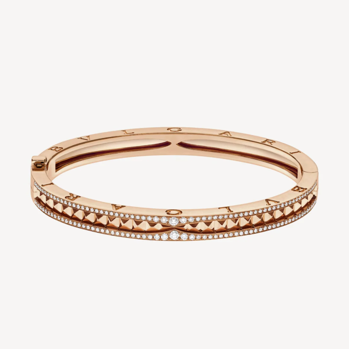Regalia jewelryZERO 1 SPIRAL AND PAVED DIAMOND PINK GOLD BRACELET