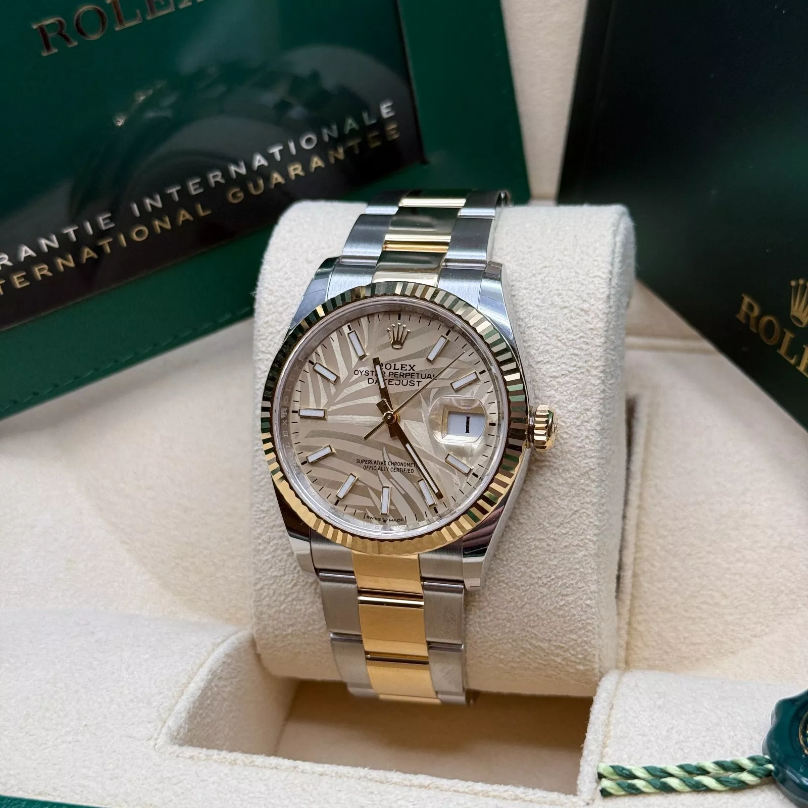 【Super Clone】ROLEX  Datejust 36mm 126233 Golden Palm Motif Dial Jubilee Bracelet Watch
