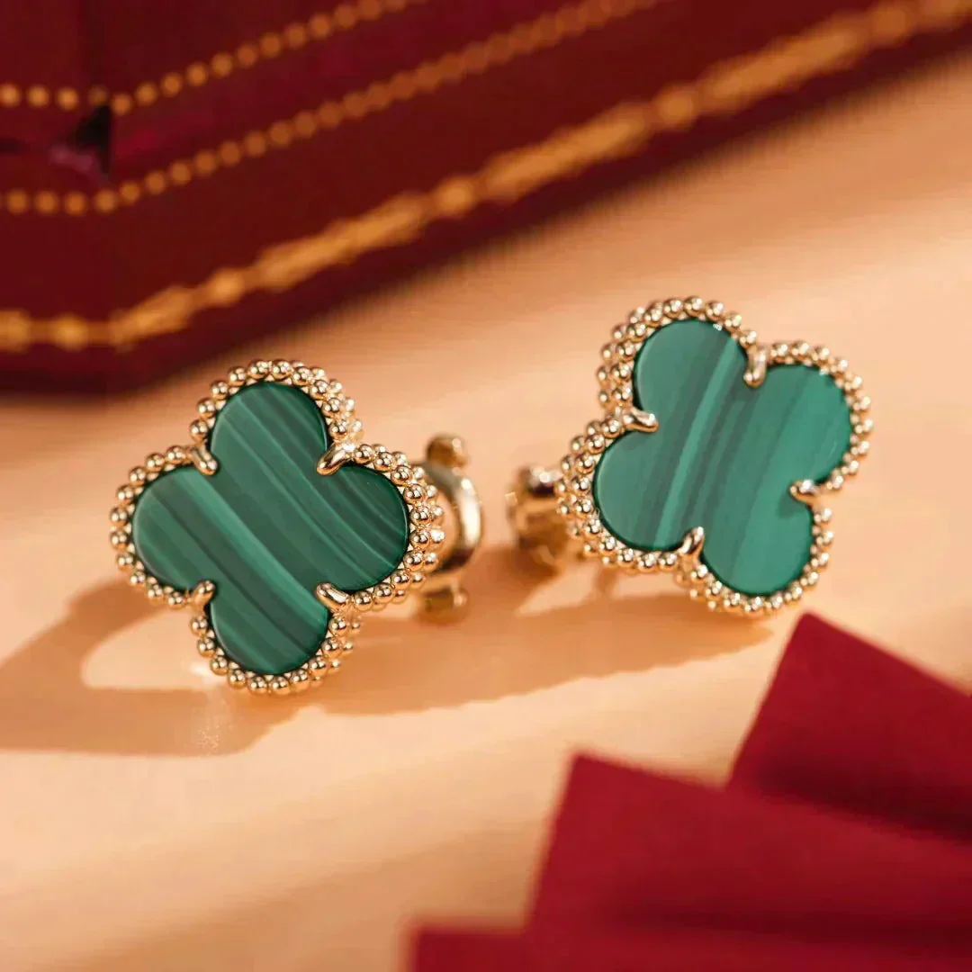 Regalia jewelryCLOVER MEDIUM 1 MOTIFS MALACHITE  EARRINGS