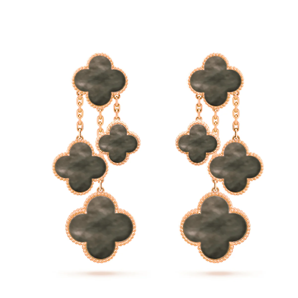 Regalia jewelryCLOVER EARRINGS DARK MOP 4 MOTIFS ROSE GOLD