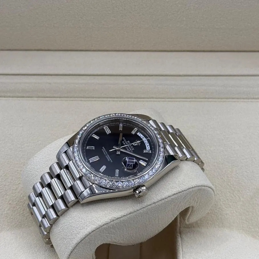 【Super Clone】ROLEX  Day-Date 40mm 228349RBR-0003 Bright Black Dial President Bracelet